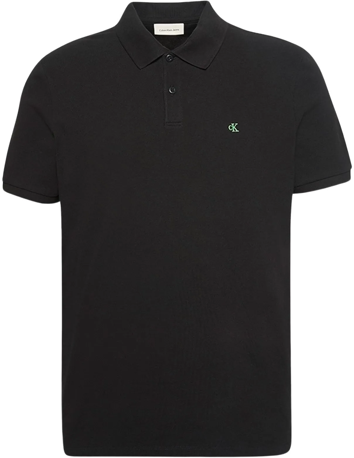 Calvin Klein Uomo Maglietta Polo Maniche Corte Monogram Pique in Cotone, Nero, L - immagine 7