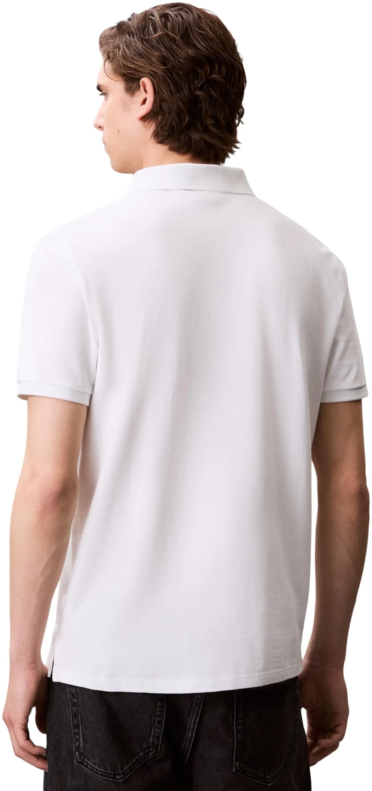Calvin Klein Polo Maniche Corte Monogram Pique in Cotone, Bianco, XL - immagine 2