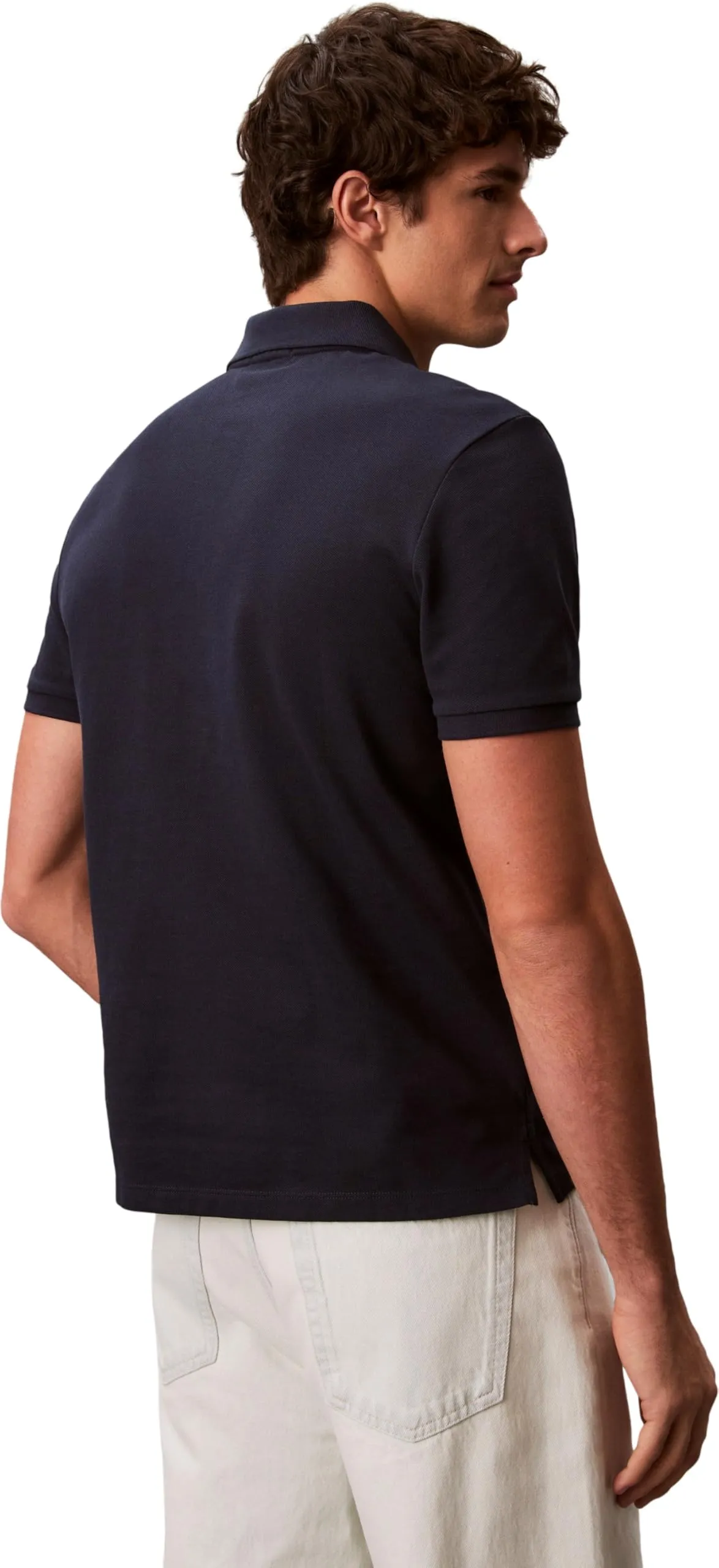 Calvin Klein Maglietta Polo Maniche Corte Monogram Pique in Cotone, Blu (Dark Sapphire), M - immagine 2