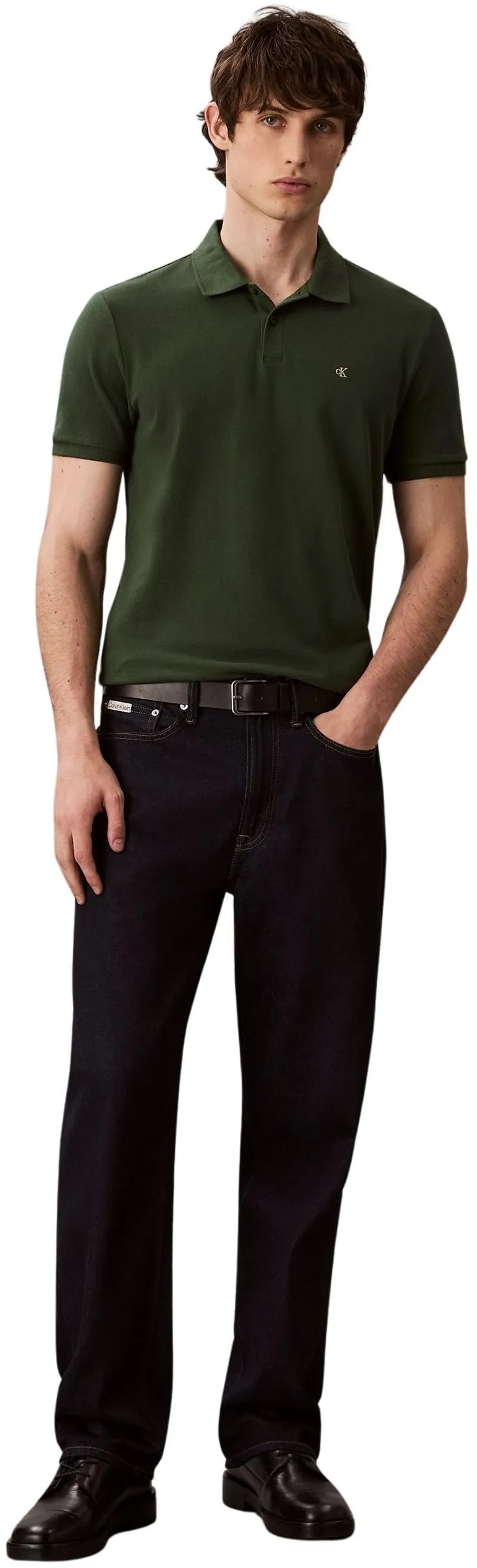 Calvin Klein Polo Maniche Corte Monogram Pique in Cotone, Verde Sycamore, XXL - immagine 4