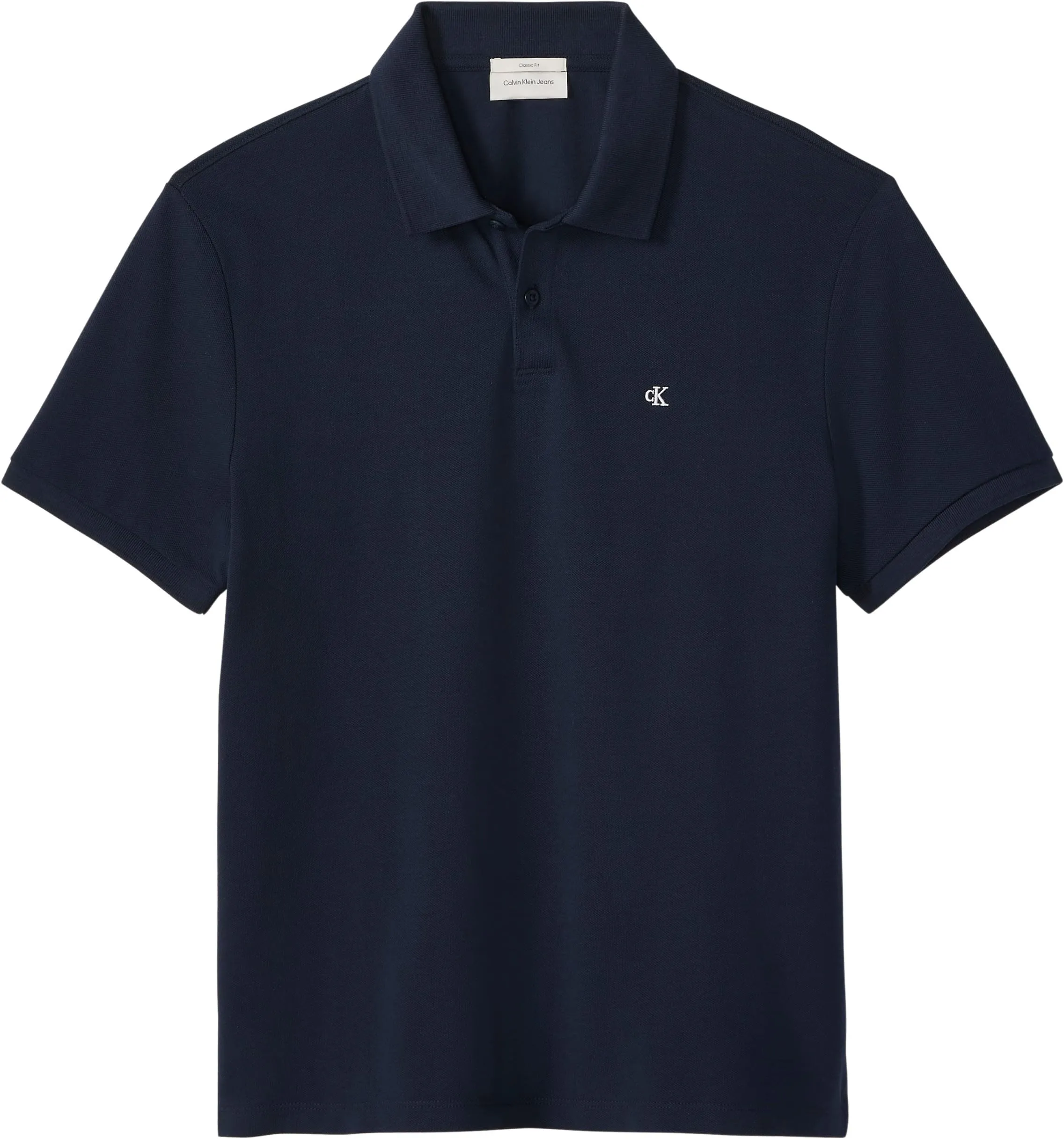 Calvin Klein Maglietta Polo Maniche Corte Monogram Pique in Cotone, Blu Dark Sapphire, L - immagine 5