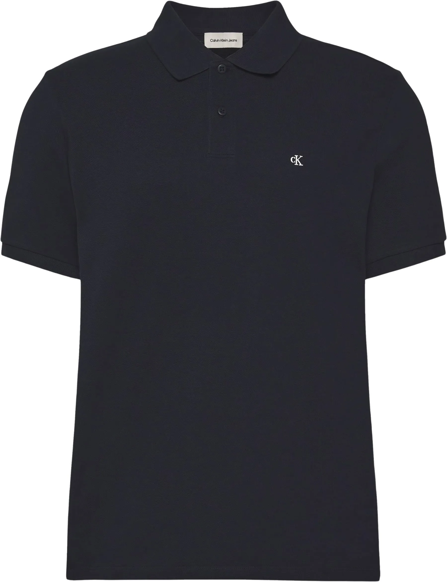 Calvin Klein Maglietta Polo Maniche Corte Monogram Pique in Cotone, Blu Dark Sapphire, L - immagine 6