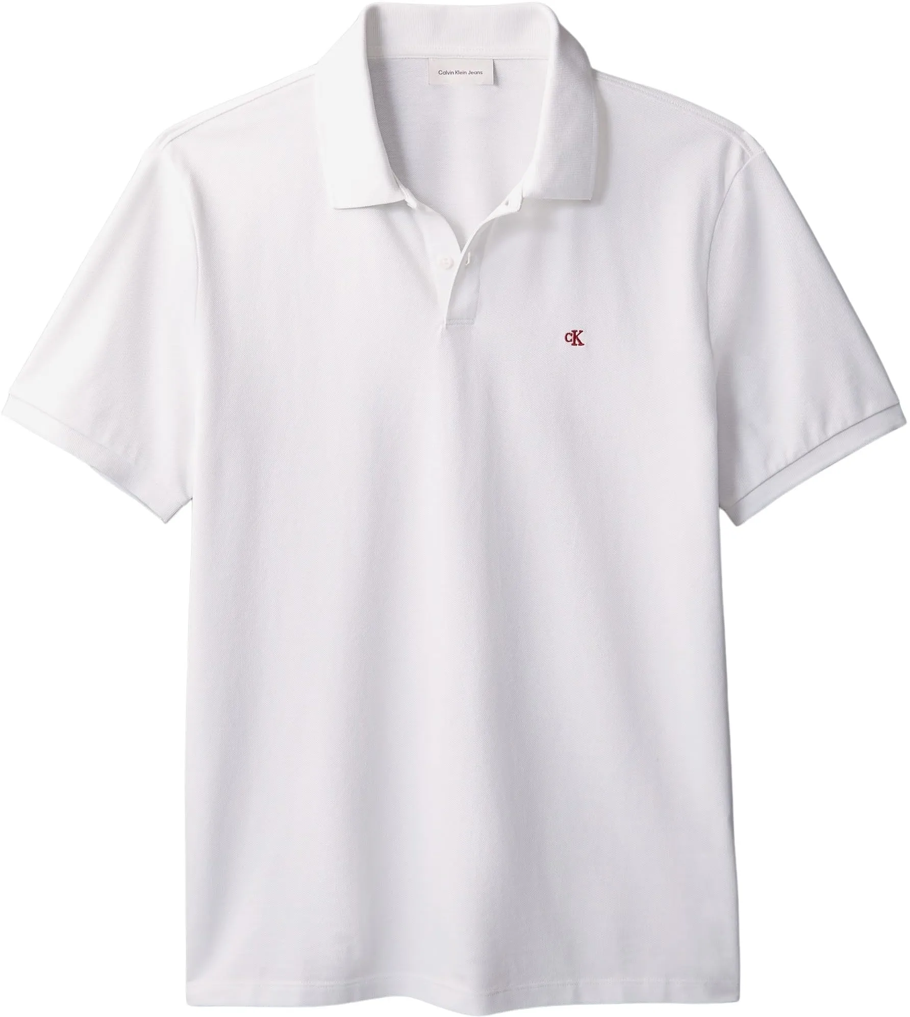 Calvin Klein Maglietta Polo Maniche Corte Monogram Pique in Cotone, Bianco (Blanc De Blanc), M - immagine 6