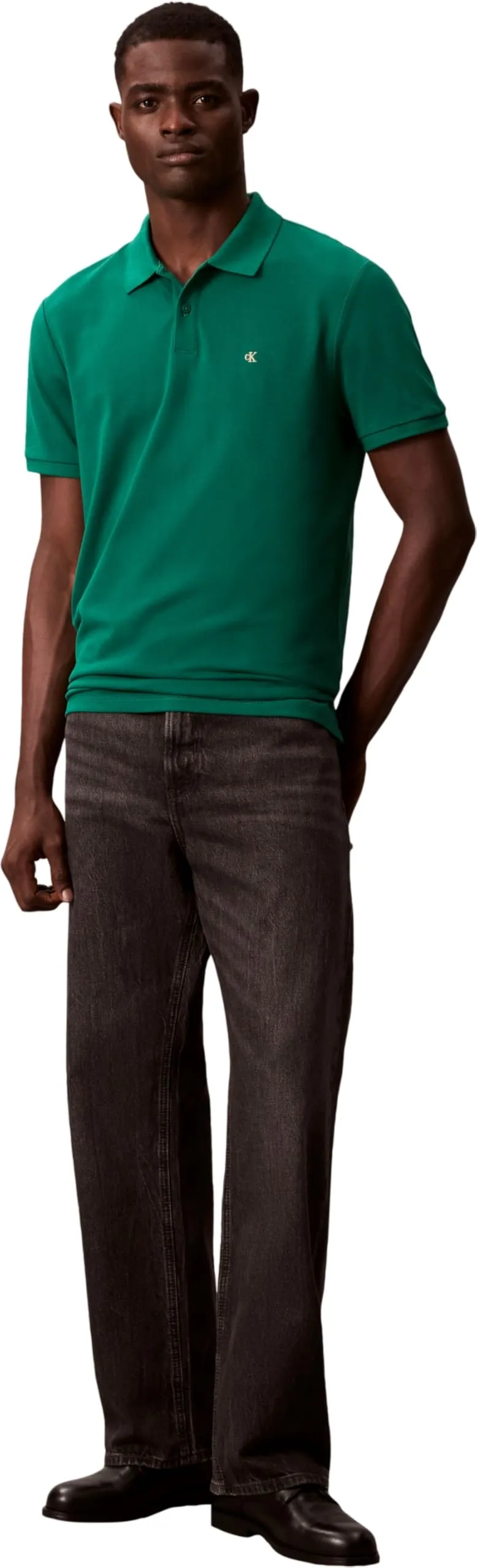 Calvin Klein Monogram Pique Cotton Short Sleeve Polo Shirt - Deco Green, S - immagine 4