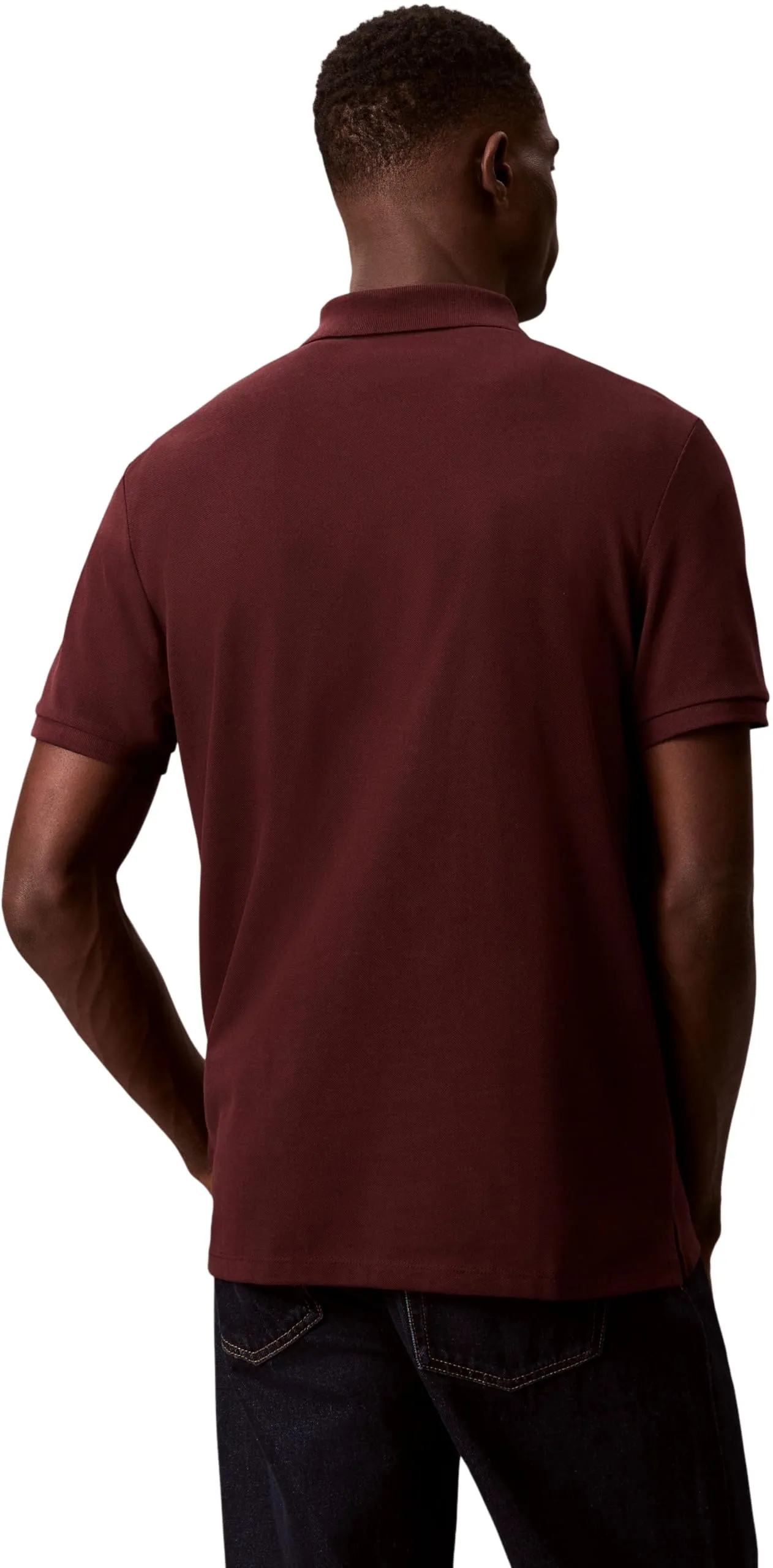 Calvin Klein Monogram Pique Cotton Short Sleeve Polo Shirt, Mocha Brown, XS - immagine 3