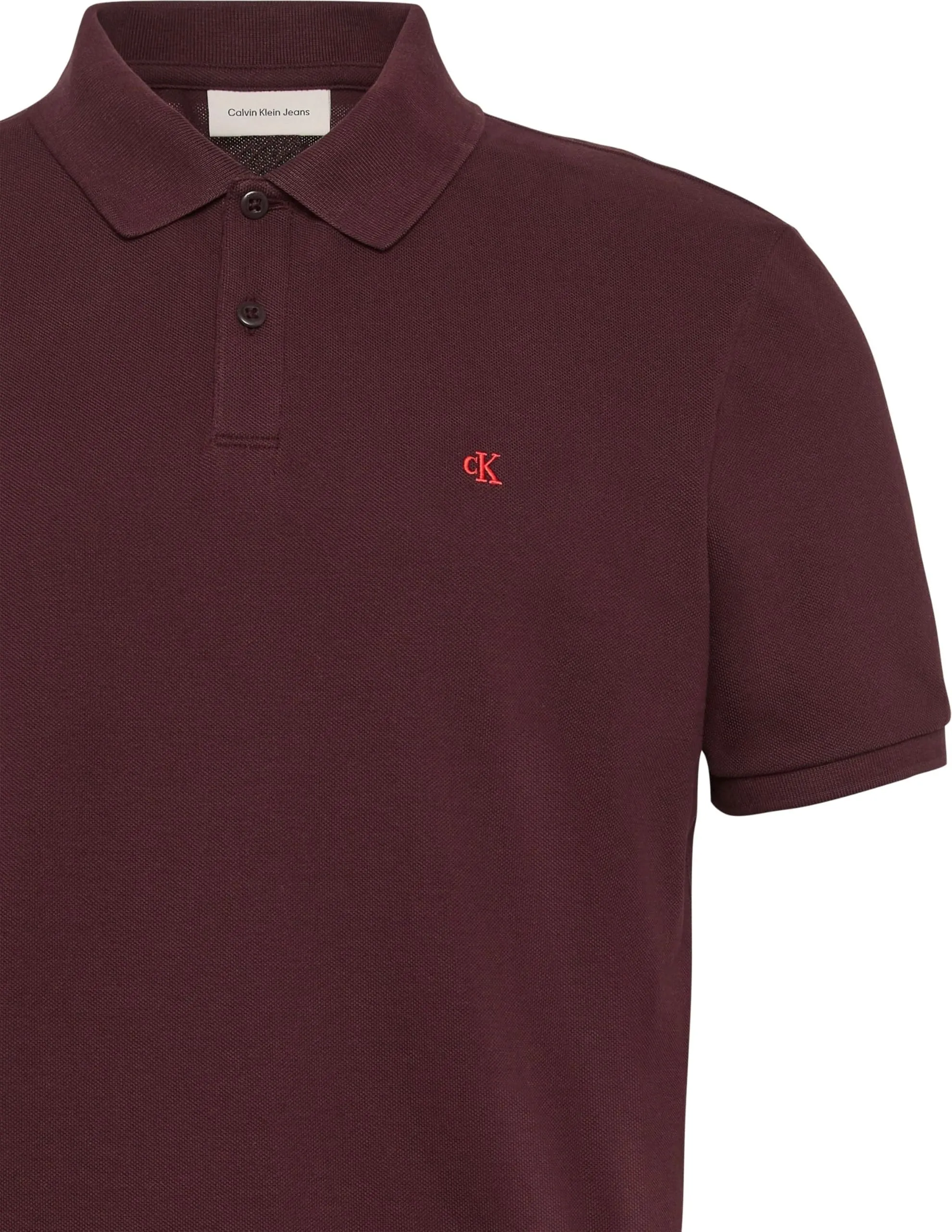 Calvin Klein Monogram Pique Cotton Short Sleeve Polo Shirt, Mocha Brown, XS - immagine 9