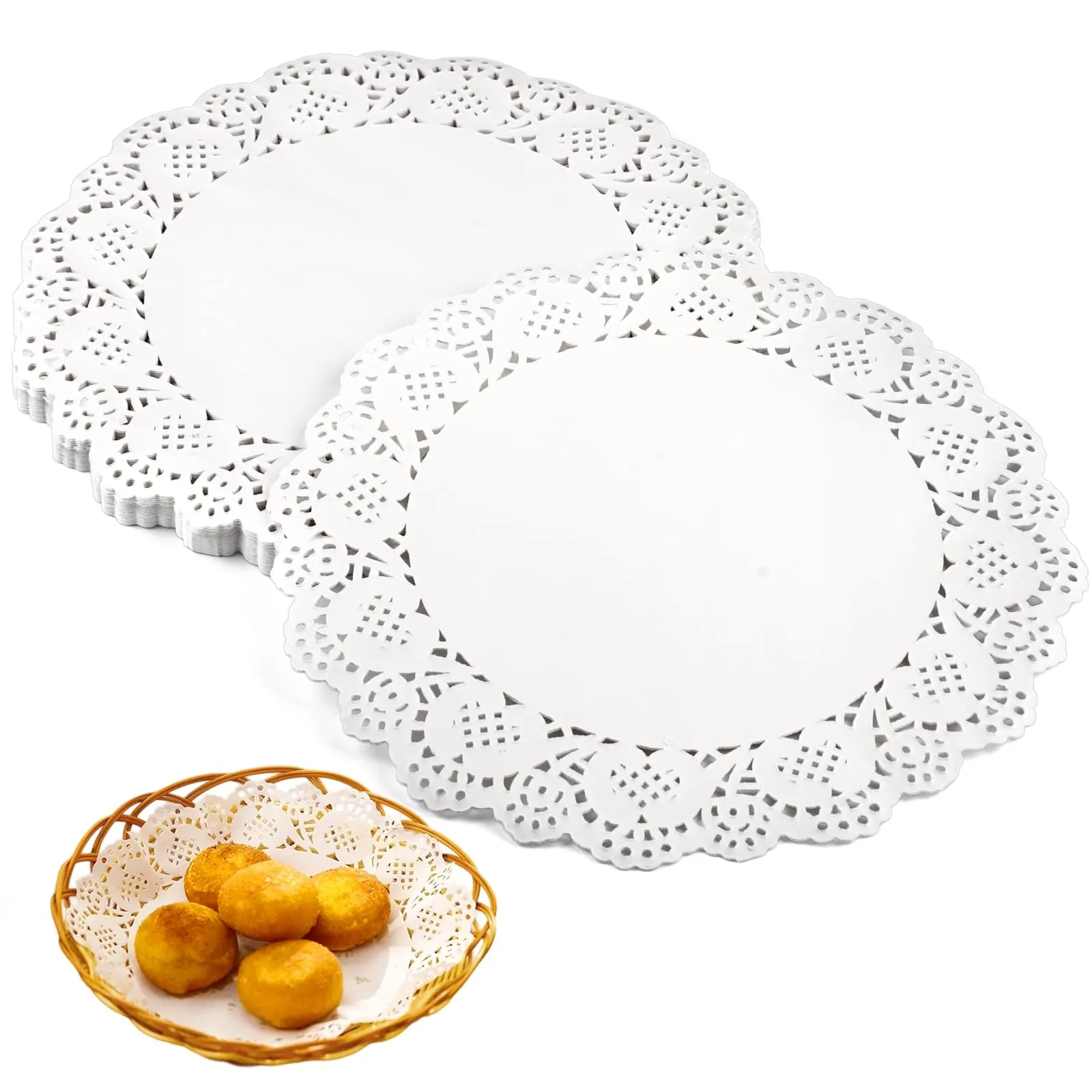 Zyren Centrini in Carta Pizzo Bianchi per Torte, 21 cm, 150 Pezzi - immagine 1