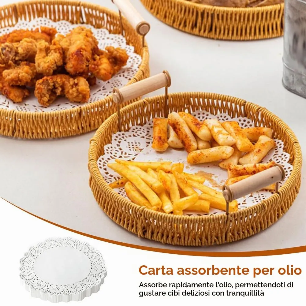 Zyren Centrini in Carta Pizzo Bianchi per Torte, 21 cm, 150 Pezzi - immagine 3