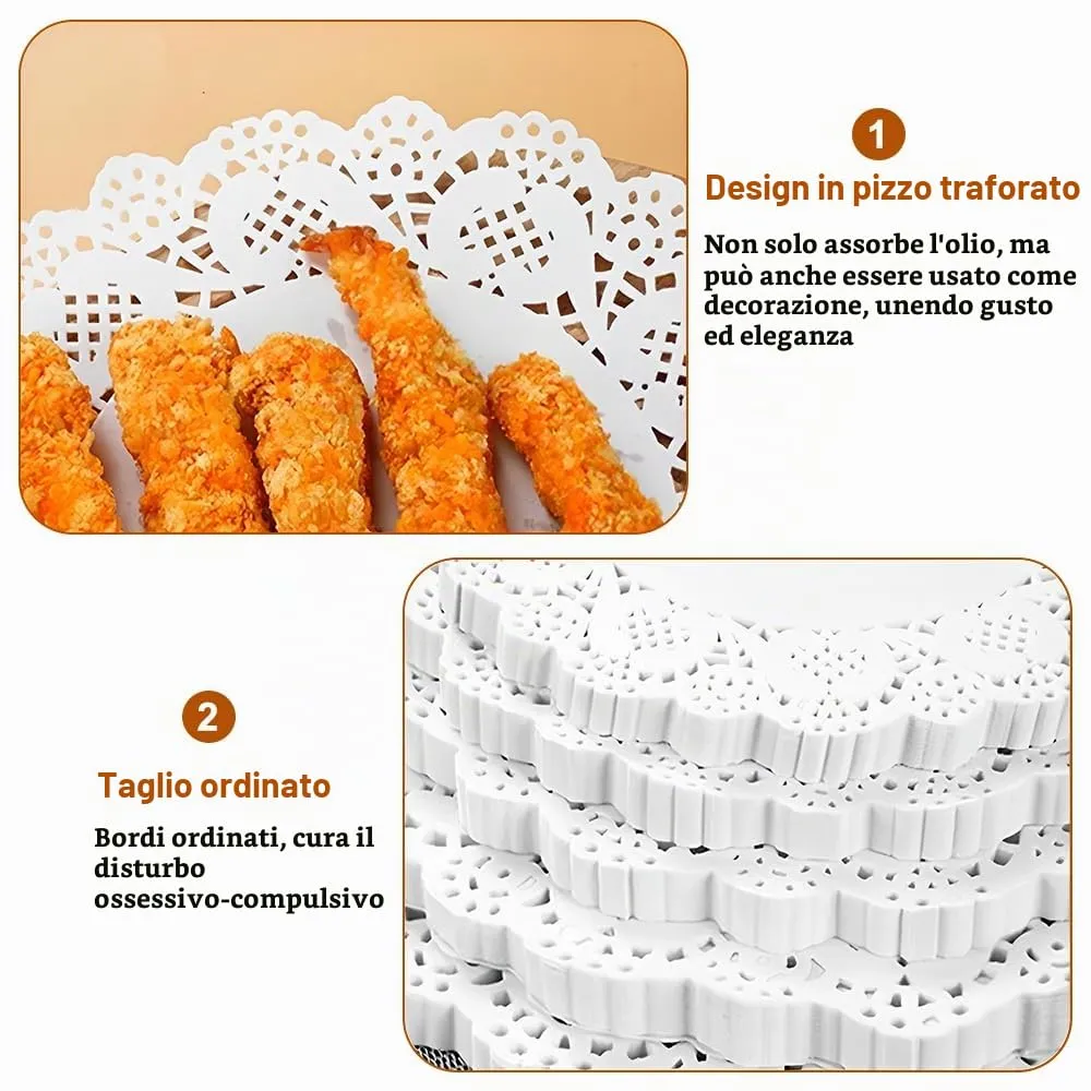 Zyren Centrini in Carta Pizzo Bianchi per Torte, 21 cm, 150 Pezzi - immagine 4