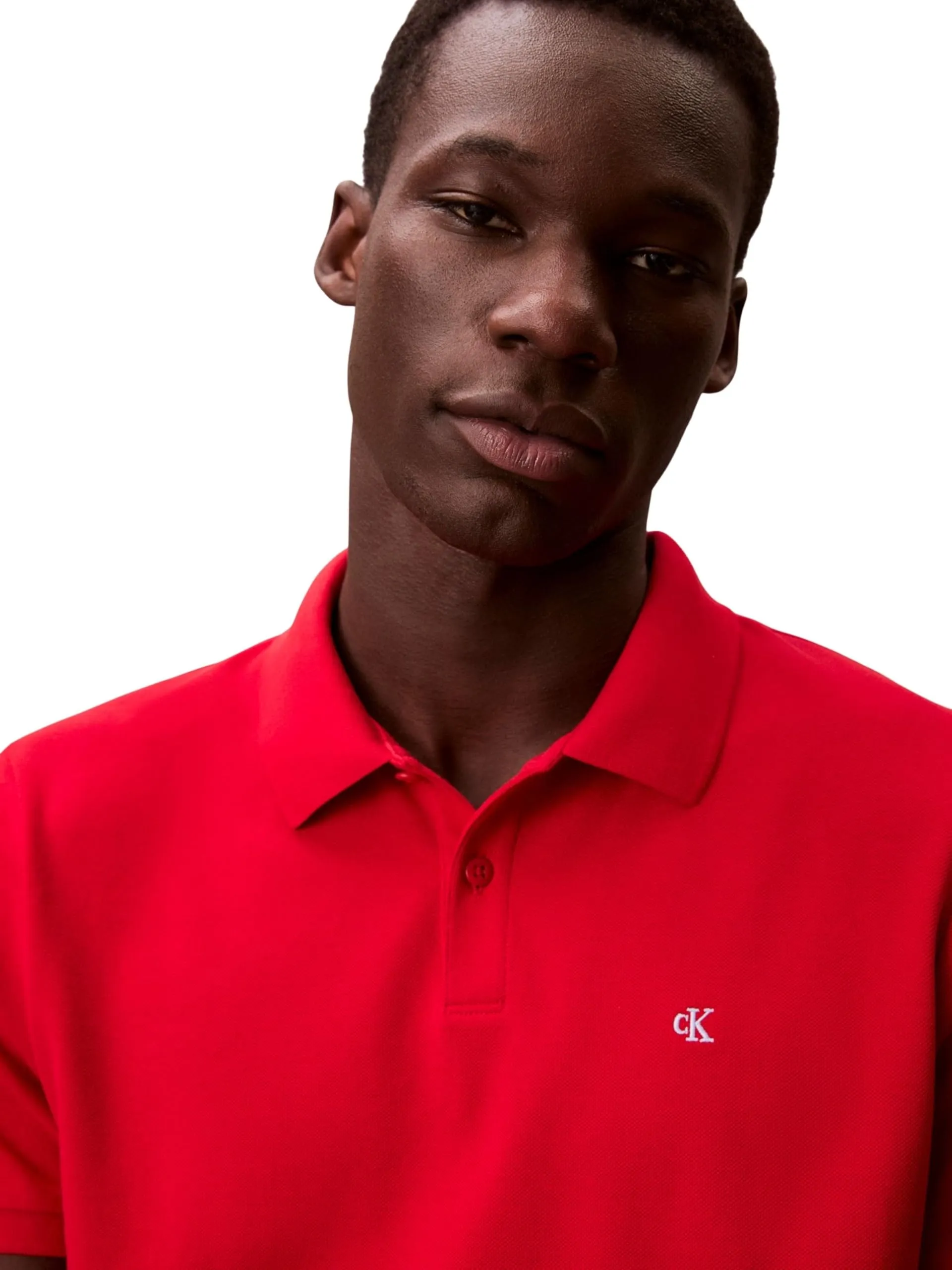 Calvin Klein Polo Maniche Corte Monogram Pique in Cotone, Adrenaline Rush, 2XL - immagine 4