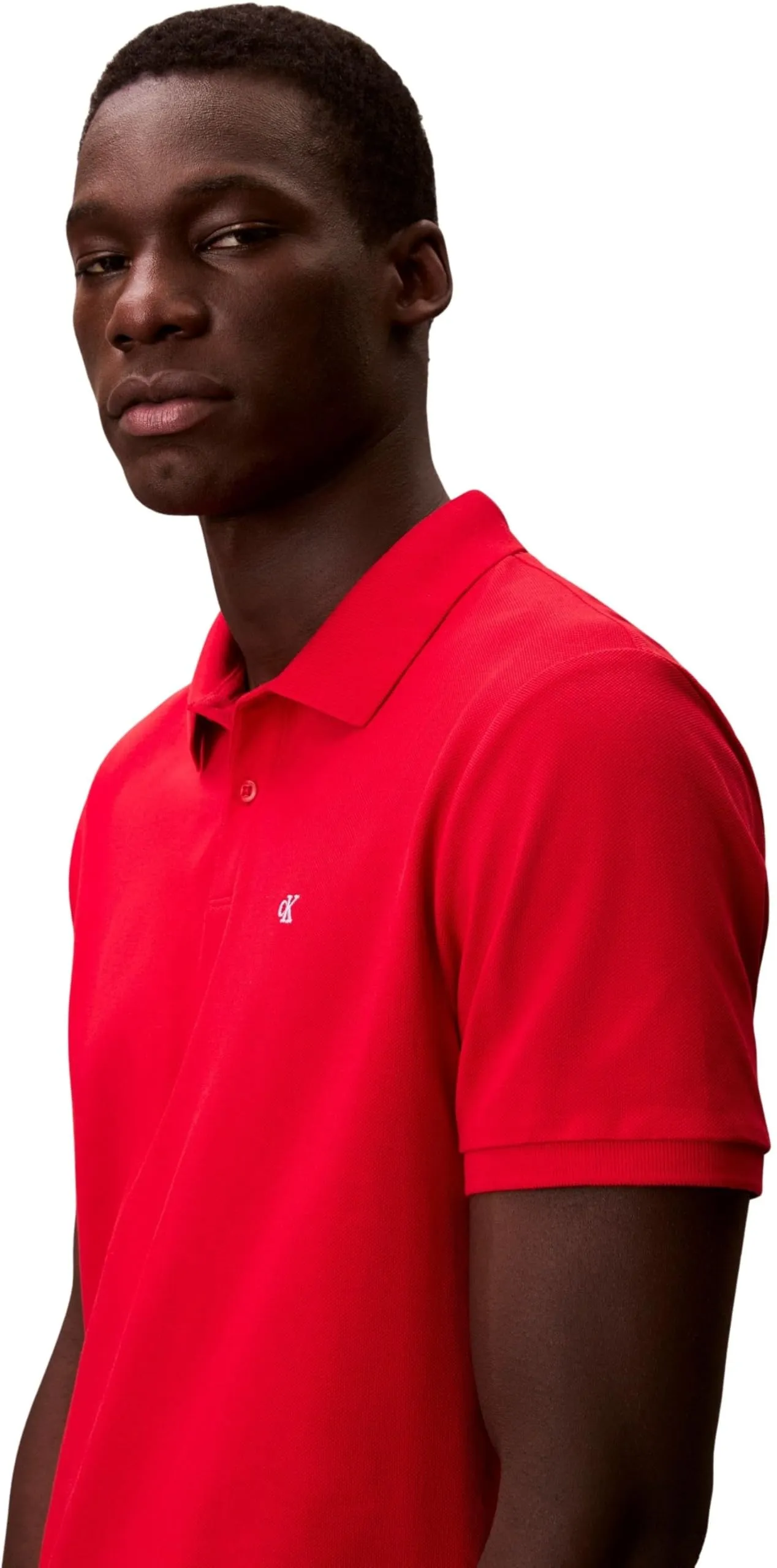 Calvin Klein Polo Maniche Corte Monogram Pique in Cotone, Adrenaline Rush, 2XL - immagine 6