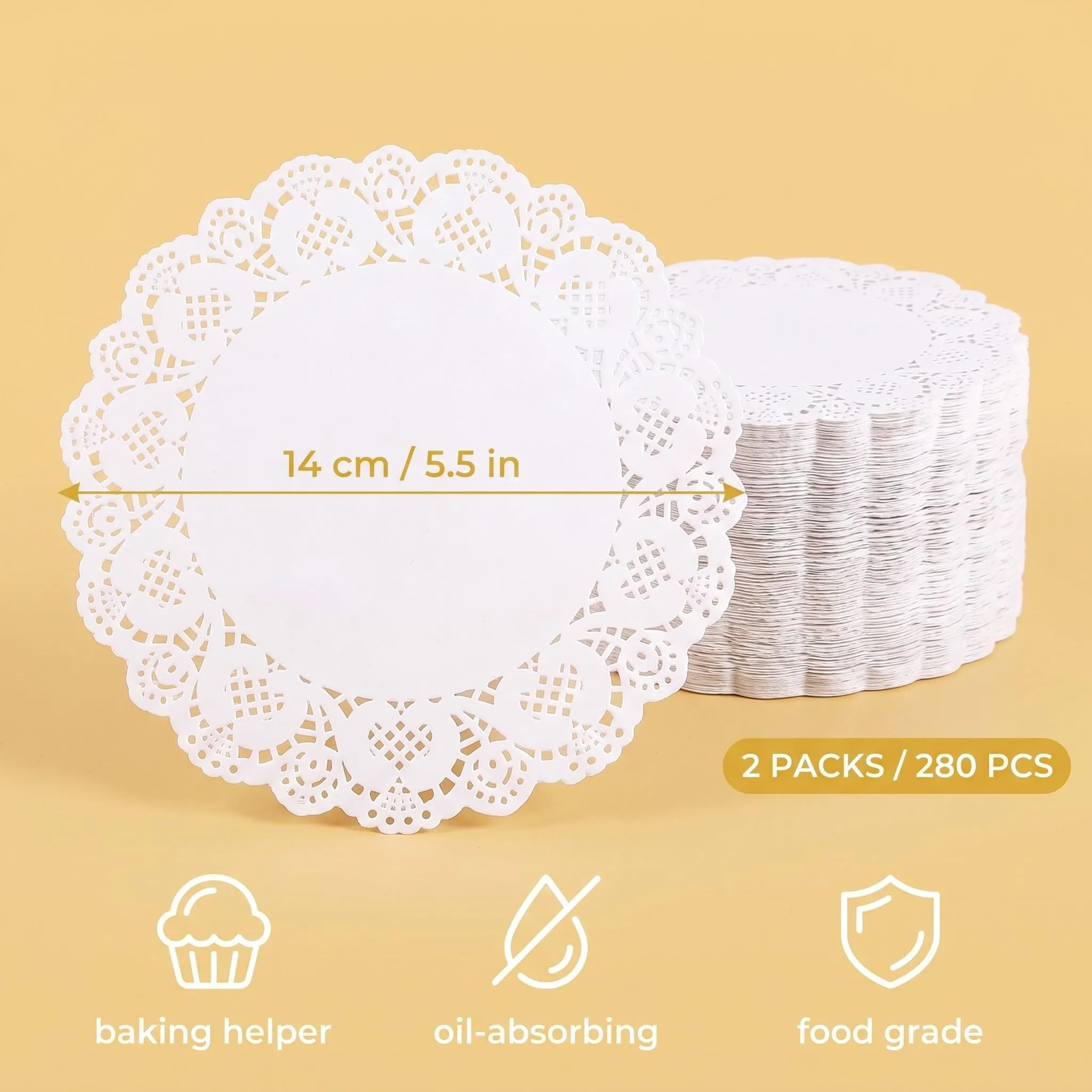 FIQLUL Centrini di Carta Rotondi 14cm, 280 Pezzi, Bianco - immagine 5
