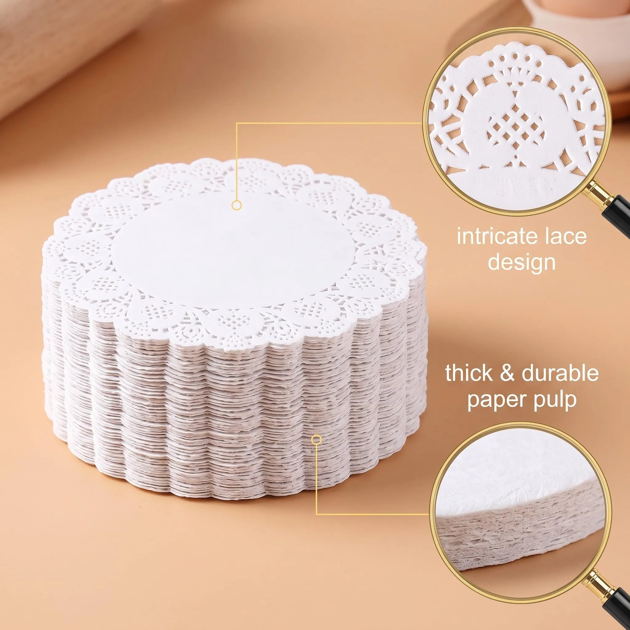 FIQLUL Centrini di Carta Rotondi 14cm, 280 Pezzi, Bianco - immagine 6