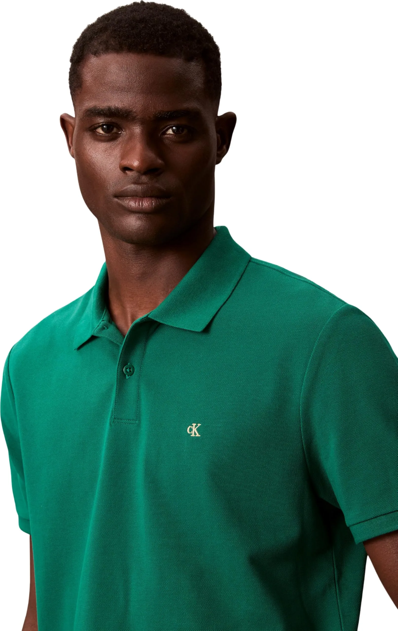 Calvin Klein Polo Monogram Pique in Cotone, Deco Green, XL - immagine 3