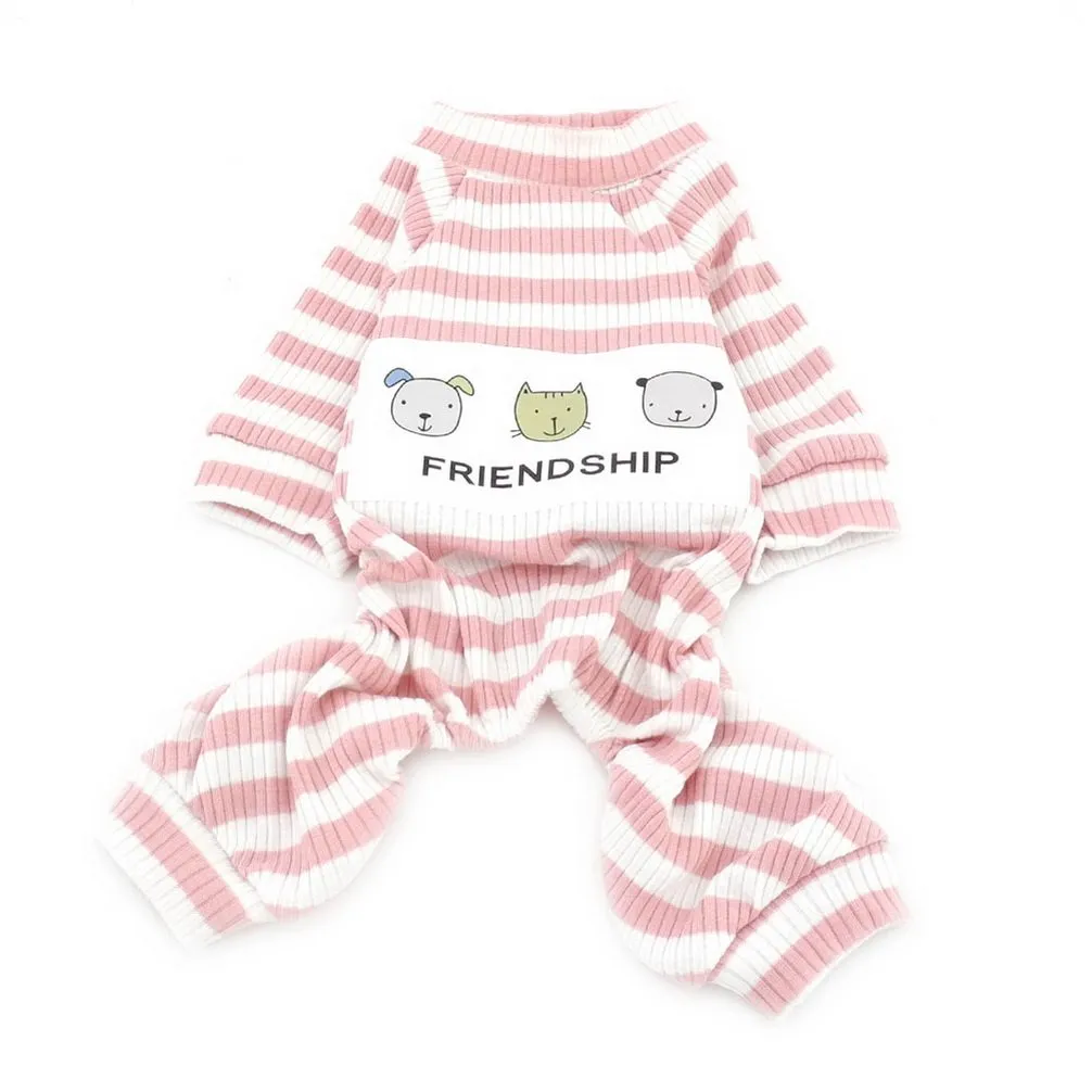Ranphy Pigiama a righe in cotone per cani di piccola taglia e gatti, Rosa, XXL - immagine 4