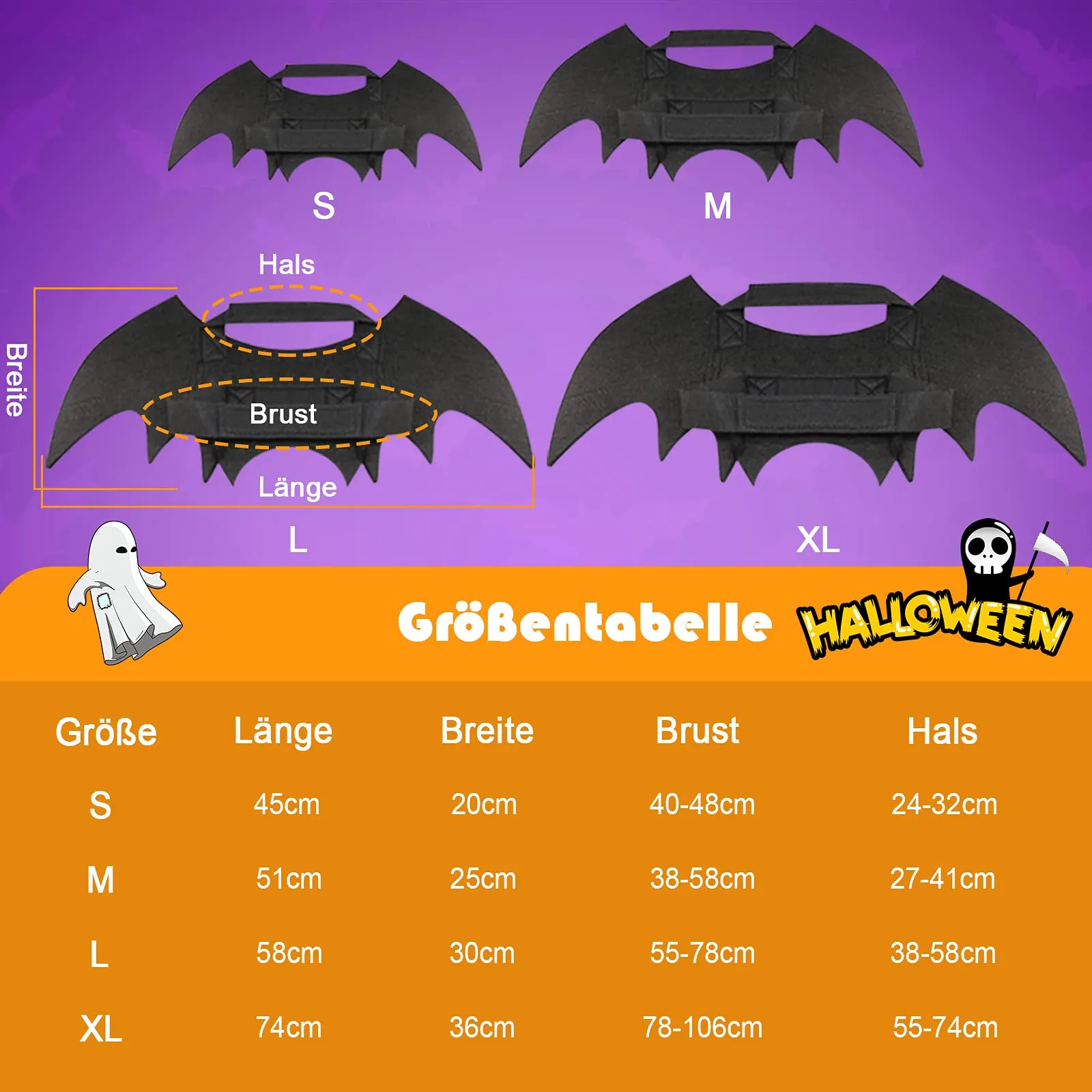 RANYPET Costume Halloween Ali da Pipistrello per Cani e Gatti, Taglia S - immagine 3