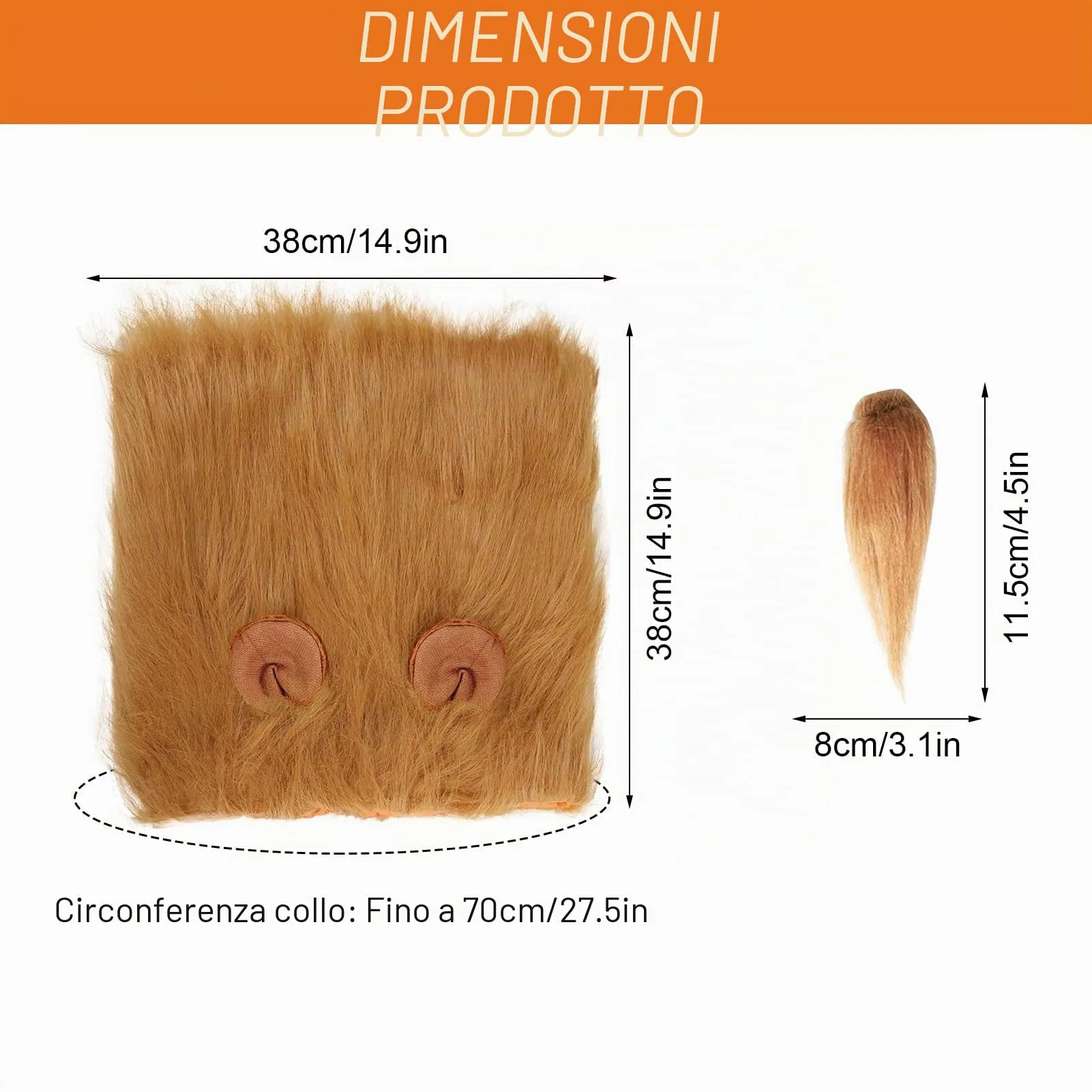 Huahuanghui Costume Criniera di Leone con Orecchie per Cani, Large, Giallo-Marrone - immagine 2