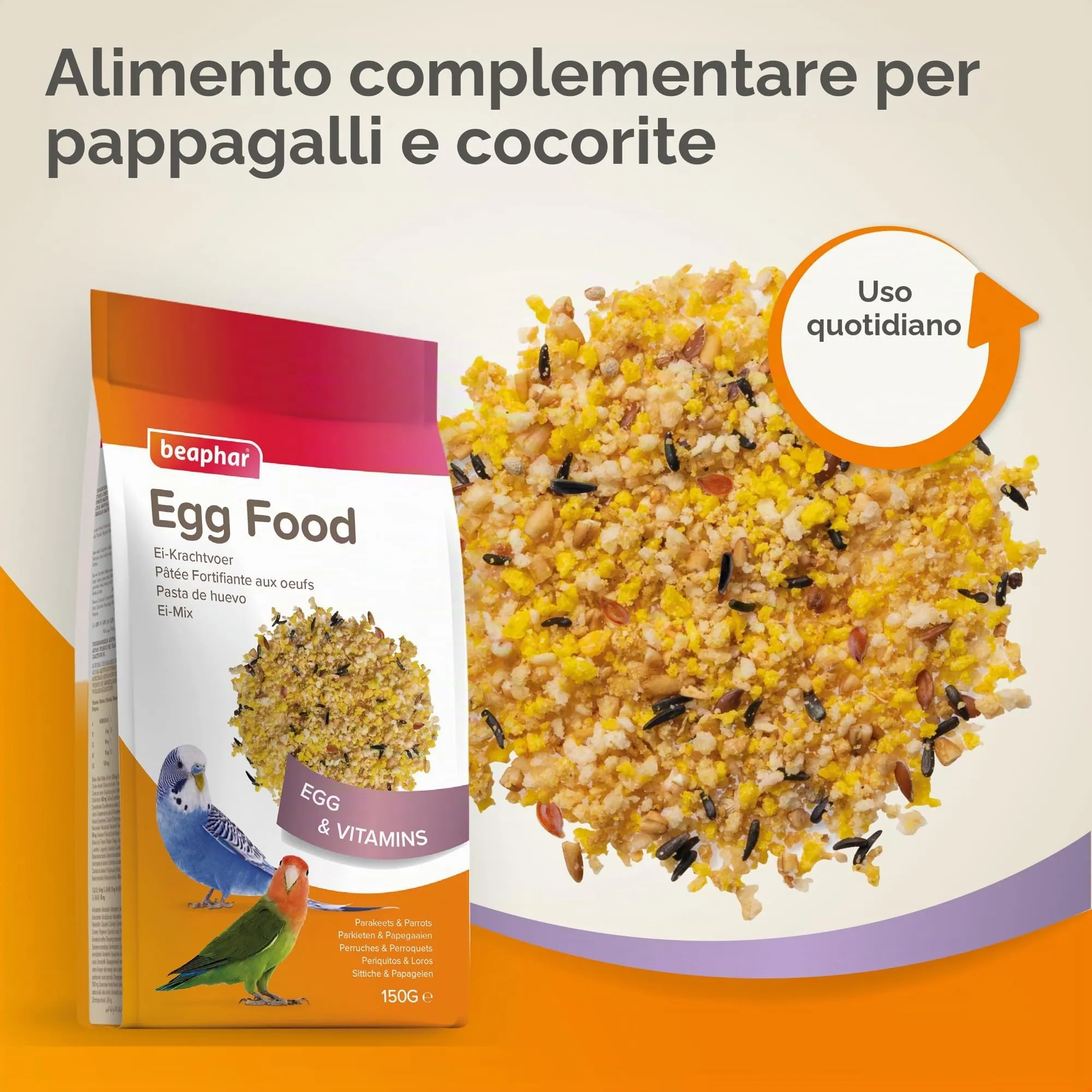 Beaphar Pasta Uovo per Periquiti, Agapornis e Piccole Cotorre, 150g - immagine 2