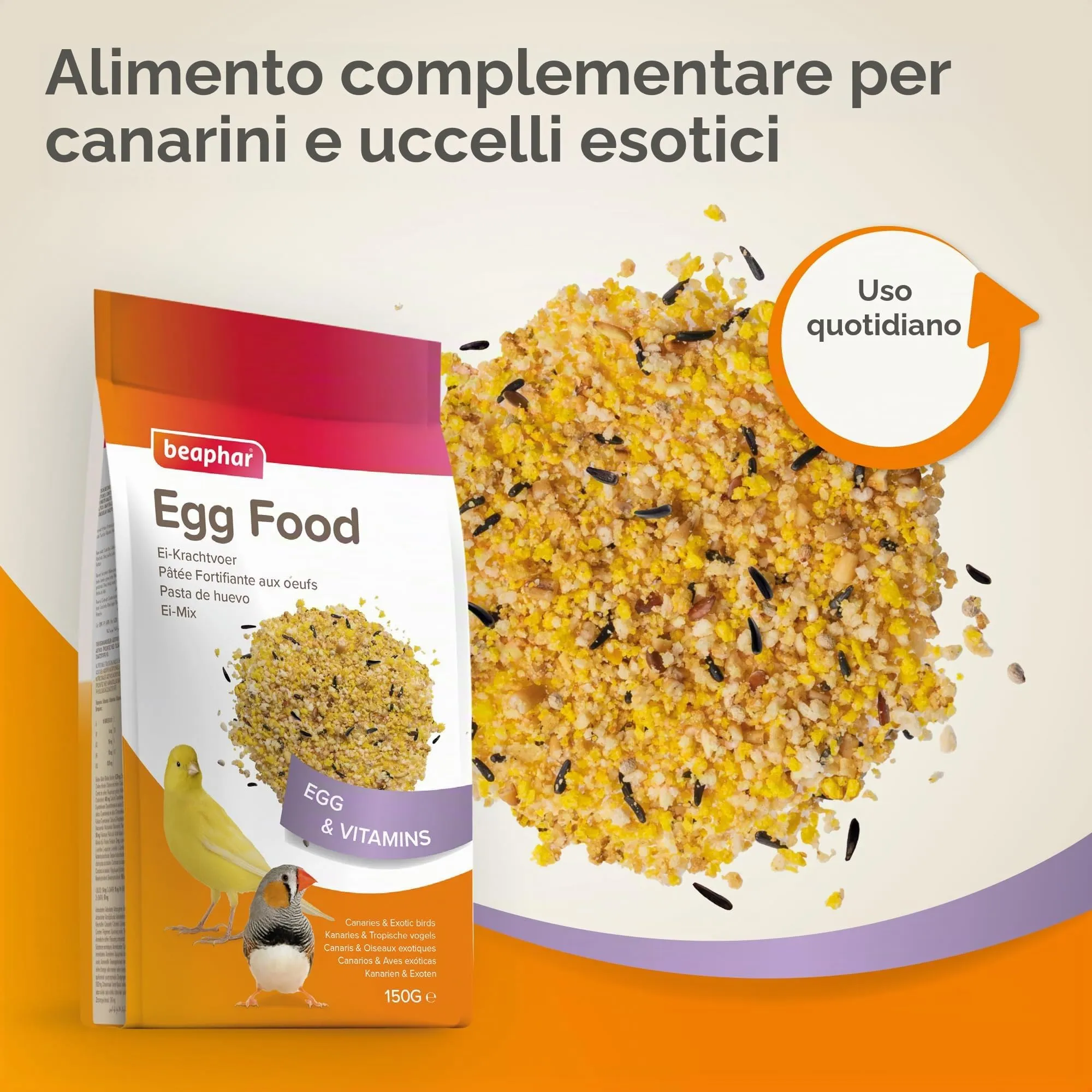 Beaphar Pasta all'uovo per Canarini e Uccelli Esotici - 150g - immagine 3