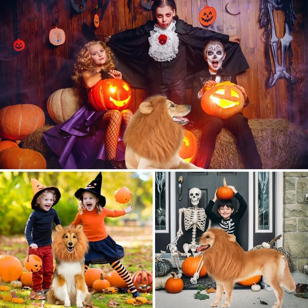 VIDSTW Criniera di Leone per Cane con Orecchie Realistiche, Costume Cosplay Regolabile (Bruno-Rossastro) - immagine 6