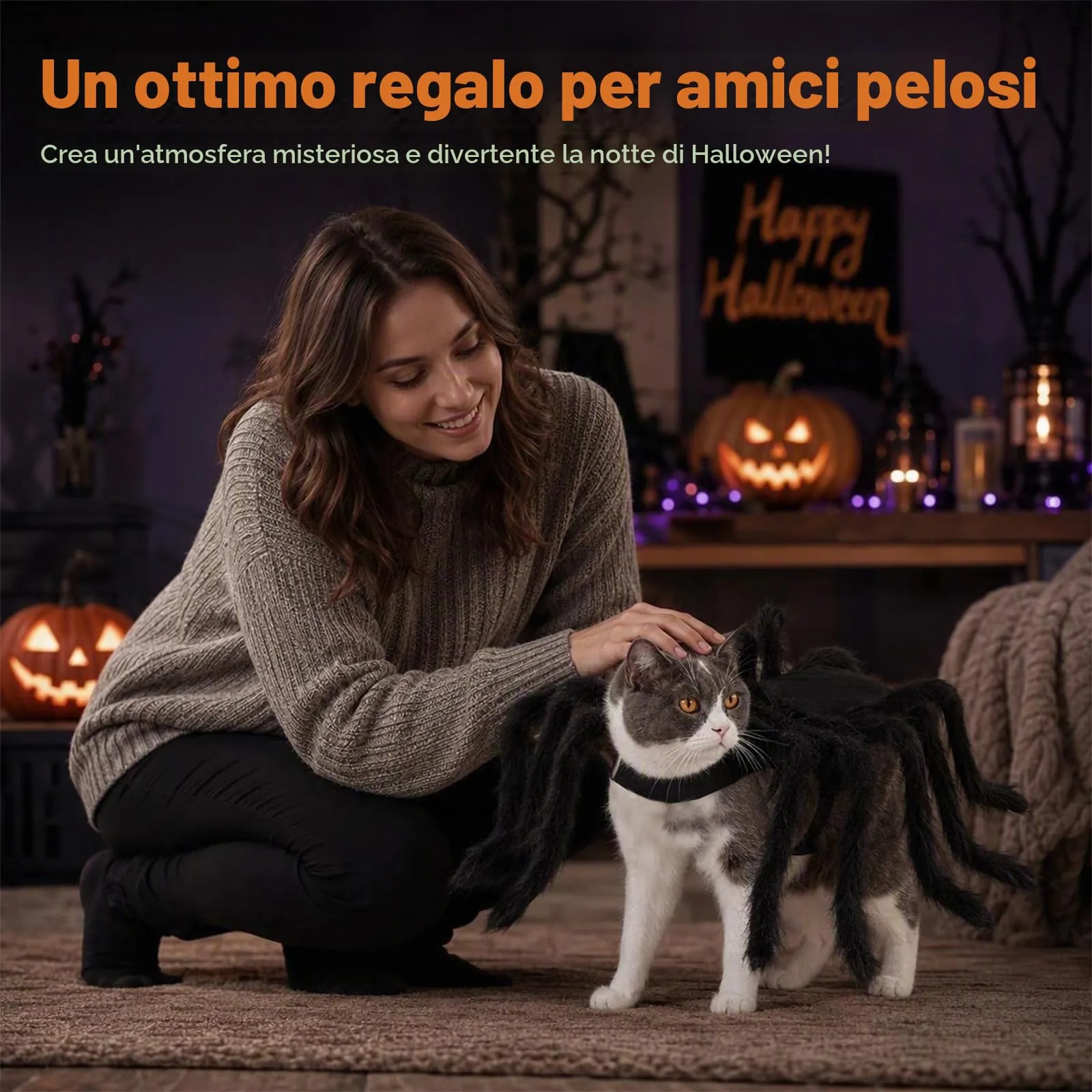 XoeLLe Costume da Ragno per Cane e Gatto Regolabile, Nero - immagine 6