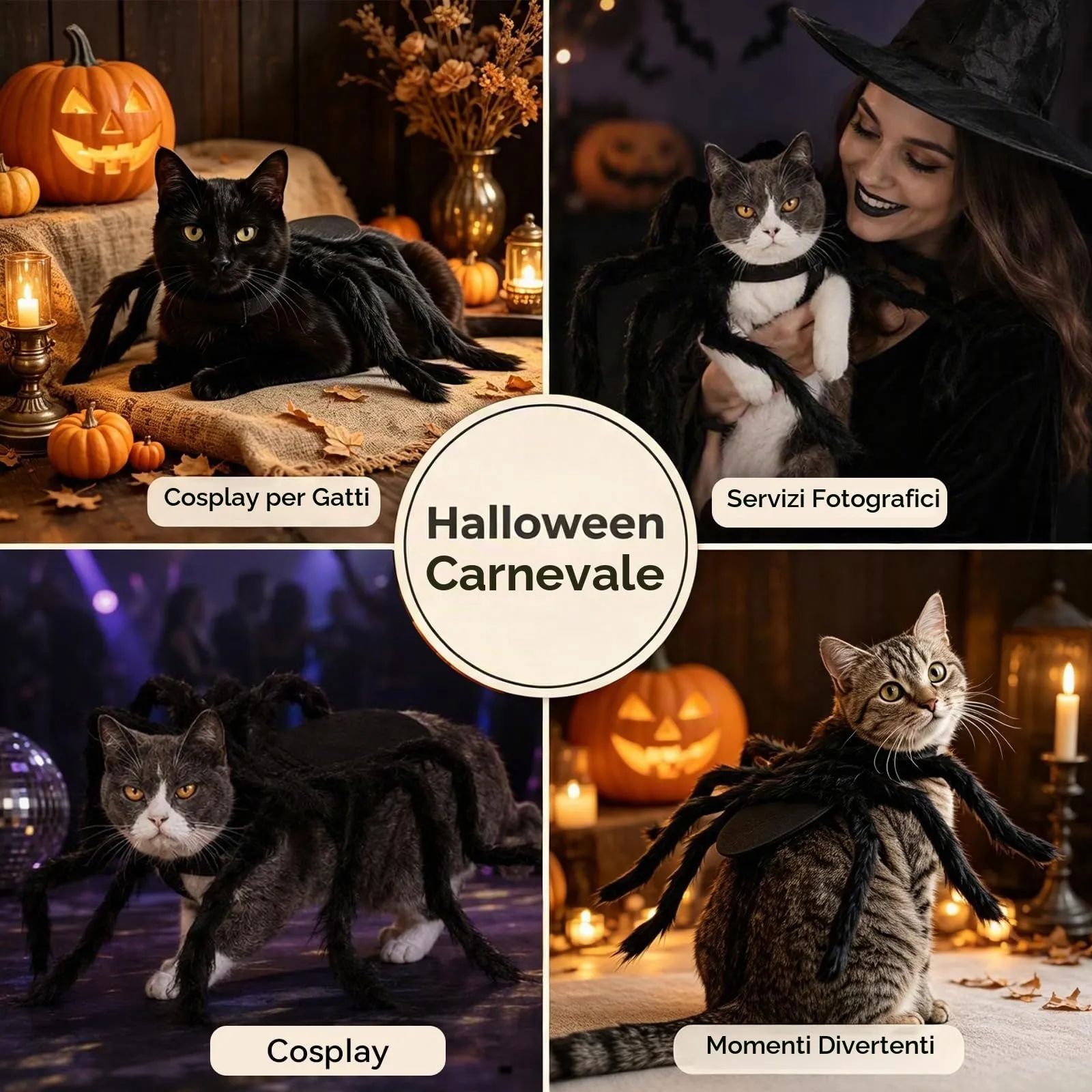 XoeLLe Costume da Ragno per Cane e Gatto Regolabile, Nero - immagine 7