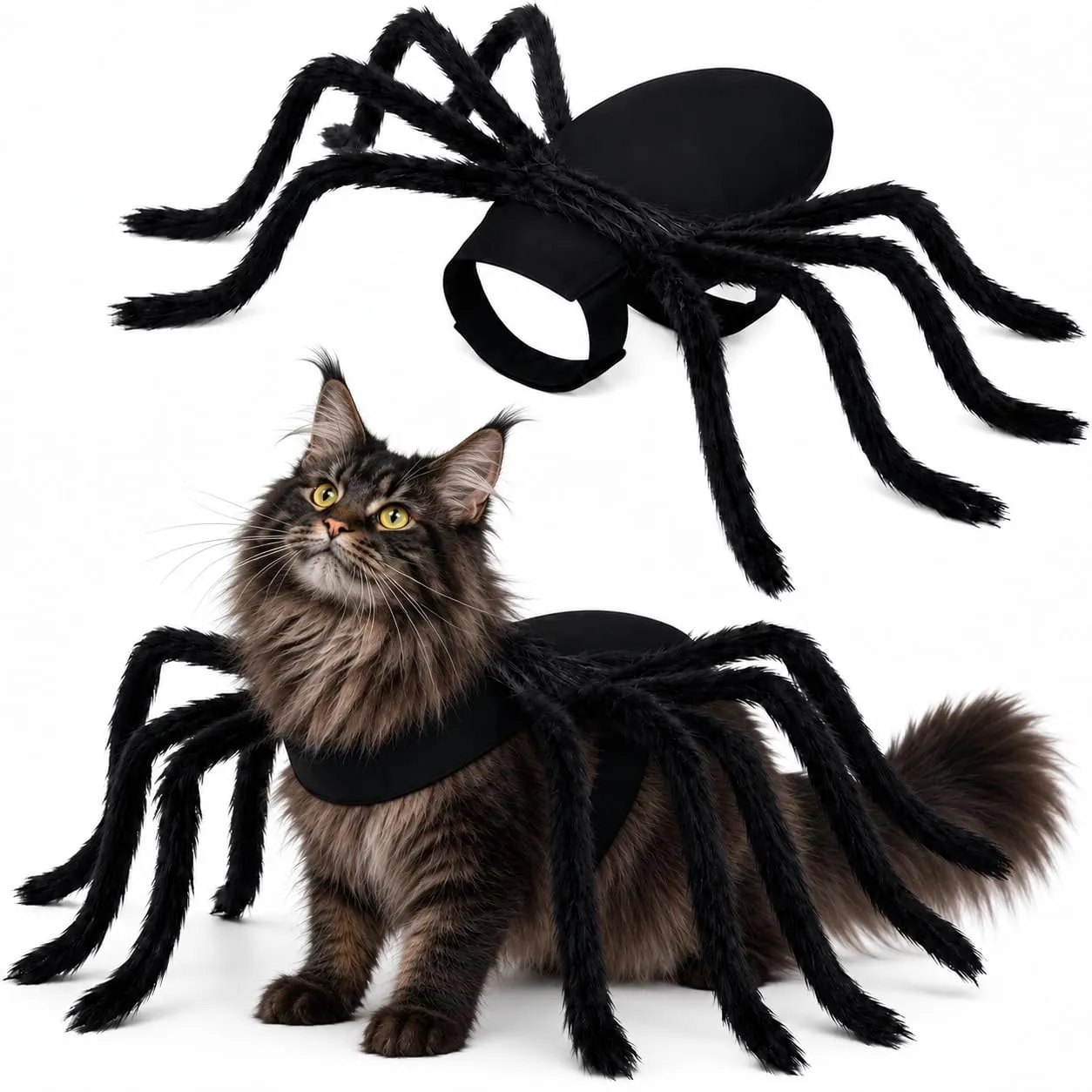 Huanmin Costume da ragno per cani di piccola taglia e gatti, regolabile, in feltro, nero - immagine 1