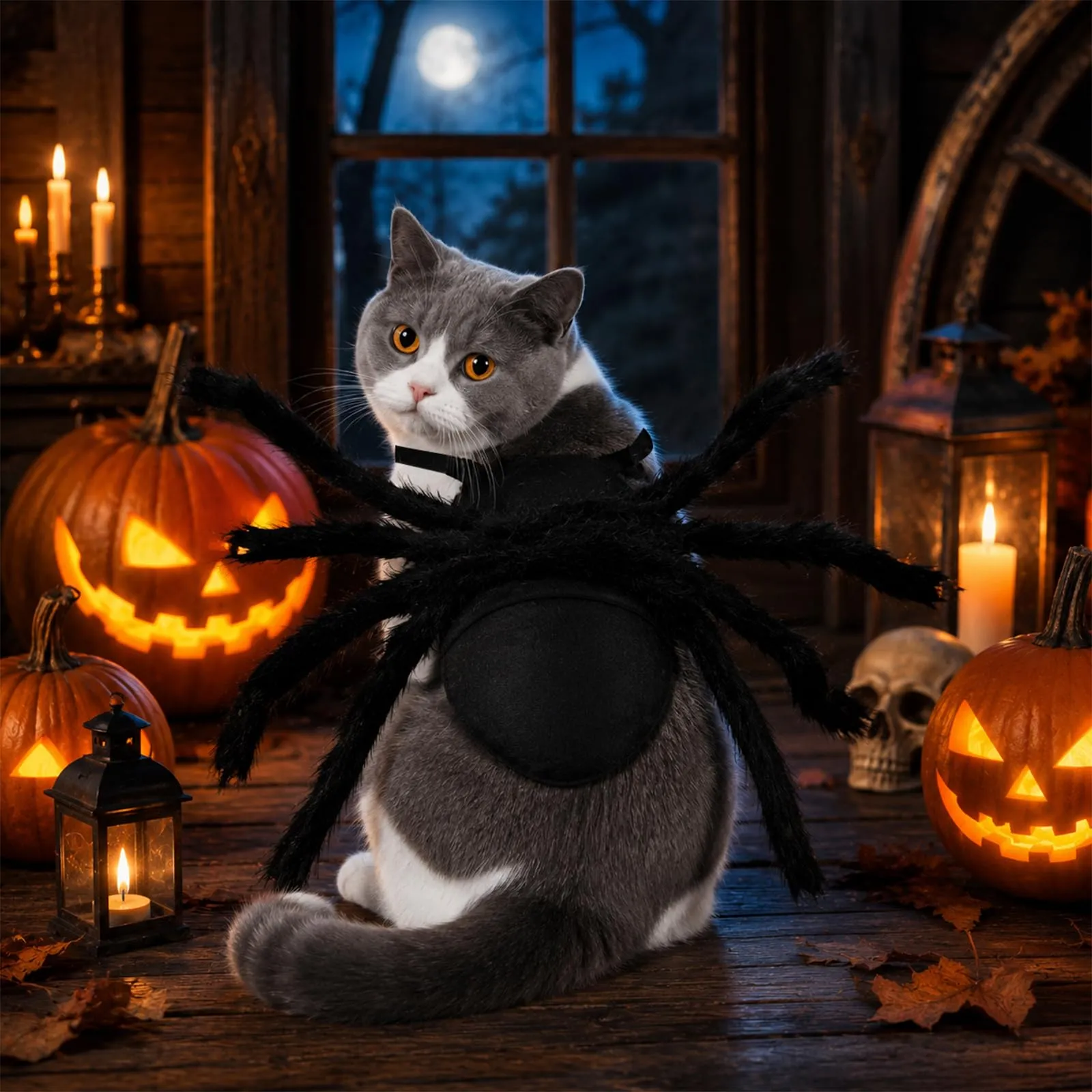 Huanmin Costume da ragno per cani di piccola taglia e gatti, regolabile, in feltro, nero - immagine 6