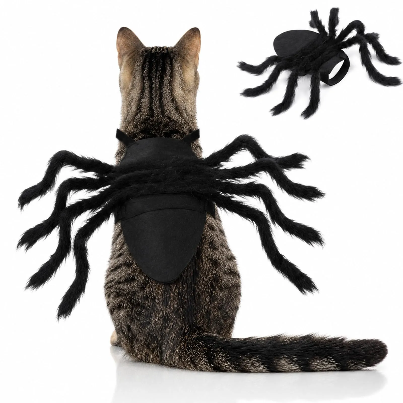 Huanmin Costume da ragno per cani di piccola taglia e gatti, regolabile, in feltro, nero - immagine 7