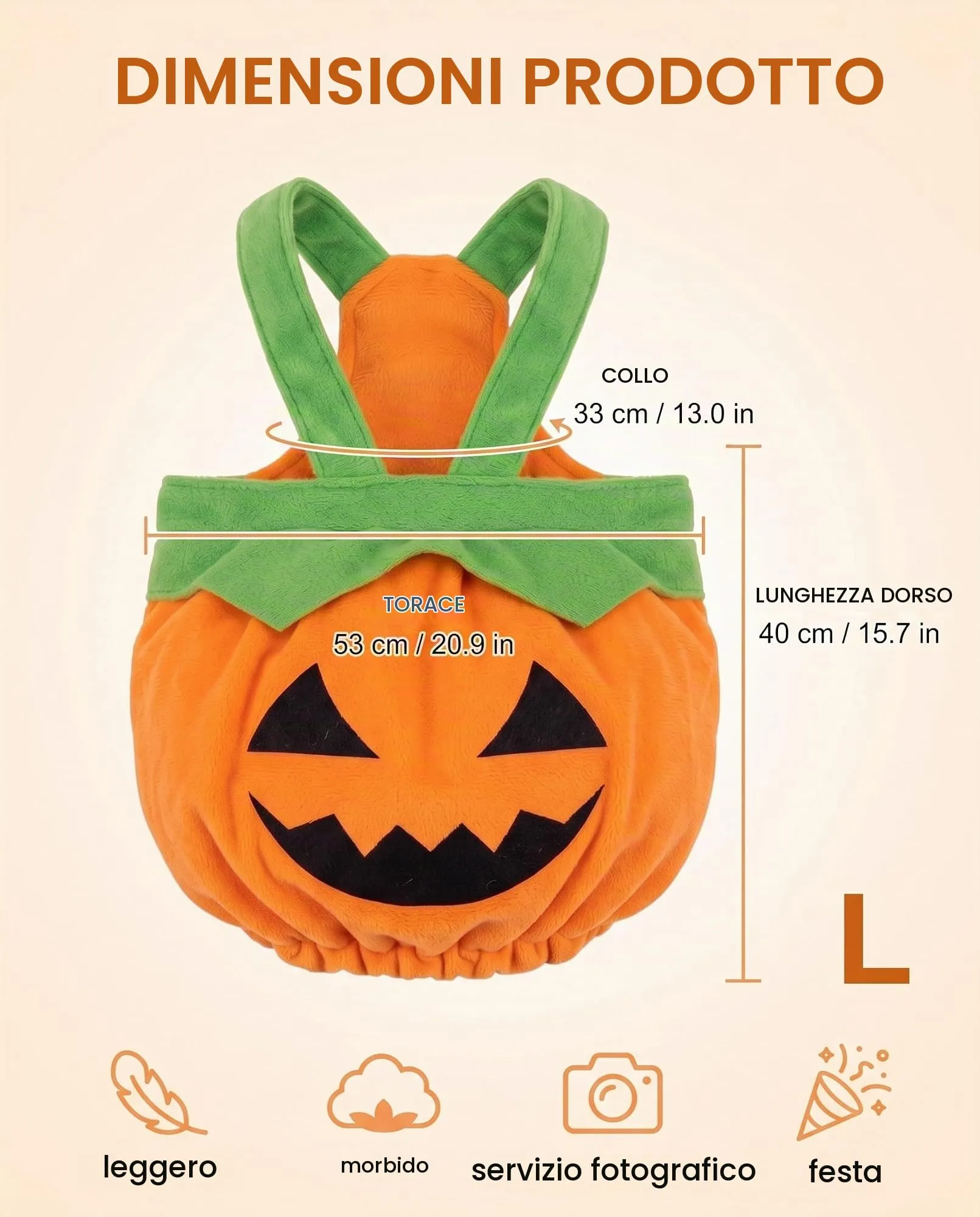 XUKZIMA Costume Zucca per Cane, Taglia L - immagine 3