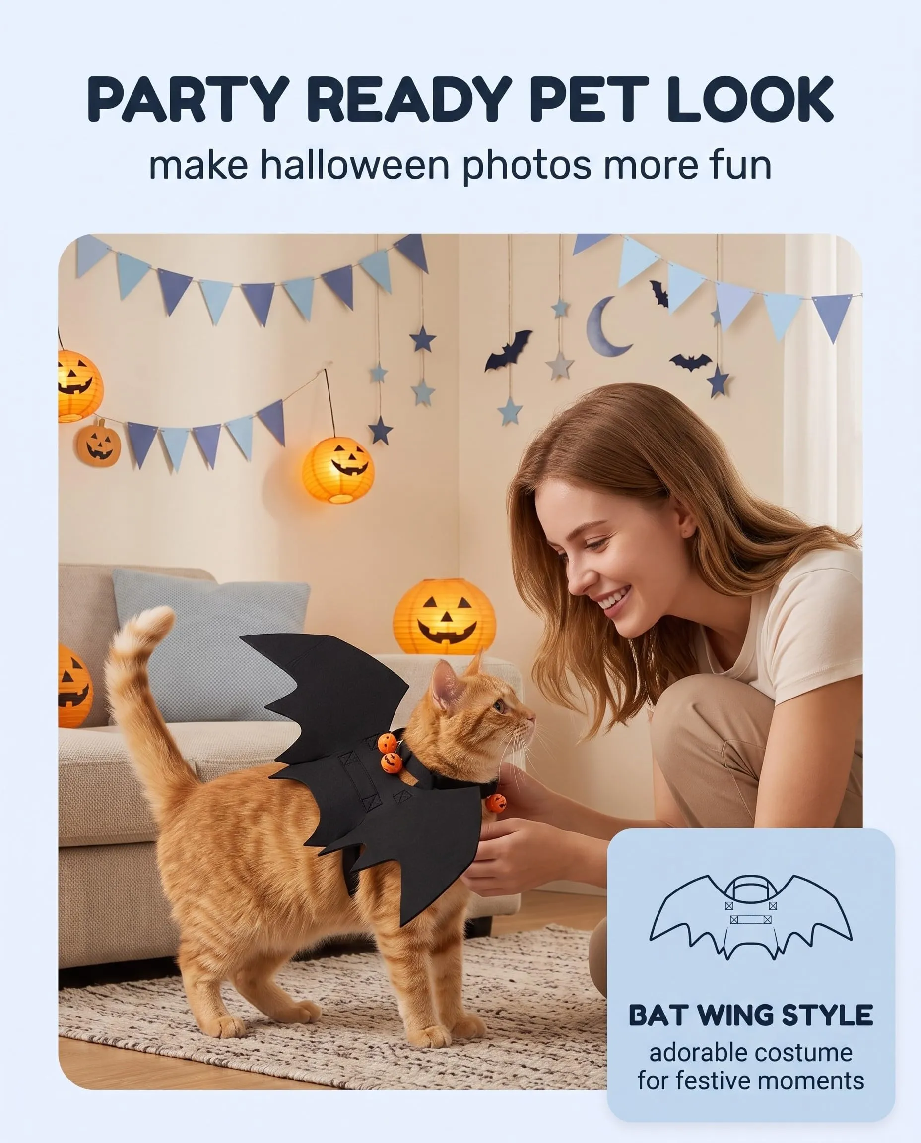 YUZNA Costume Pipistrello per Cane e Gatto - immagine 2