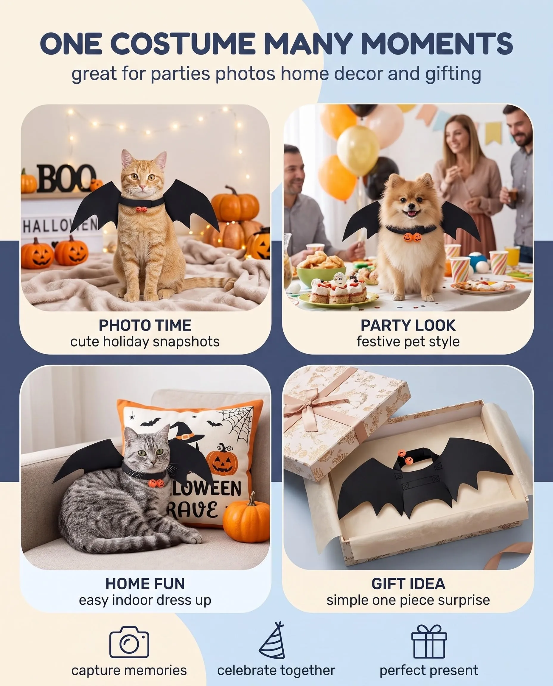 YUZNA Costume Pipistrello per Cane e Gatto - immagine 3