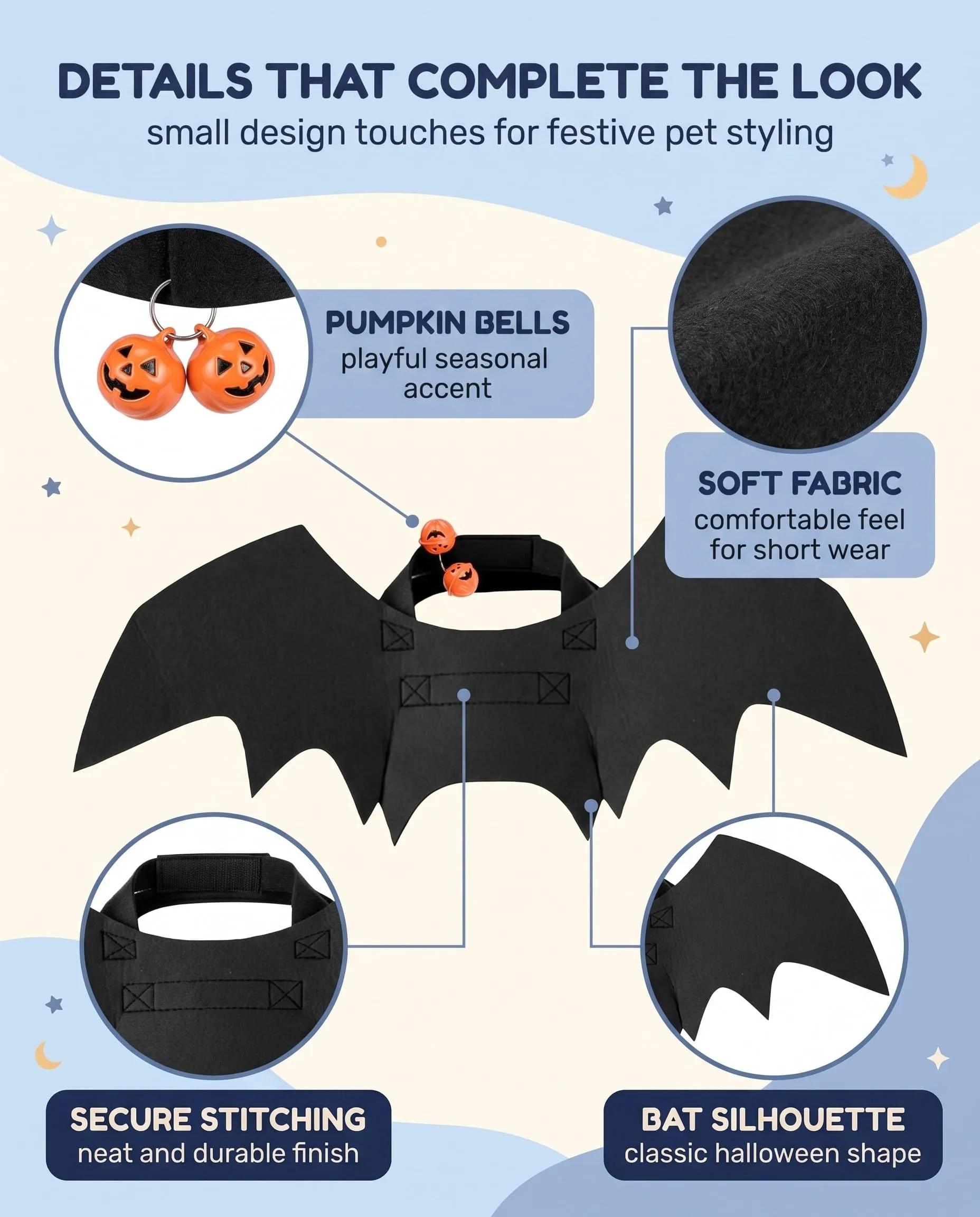 YUZNA Costume Pipistrello per Cane e Gatto - immagine 5