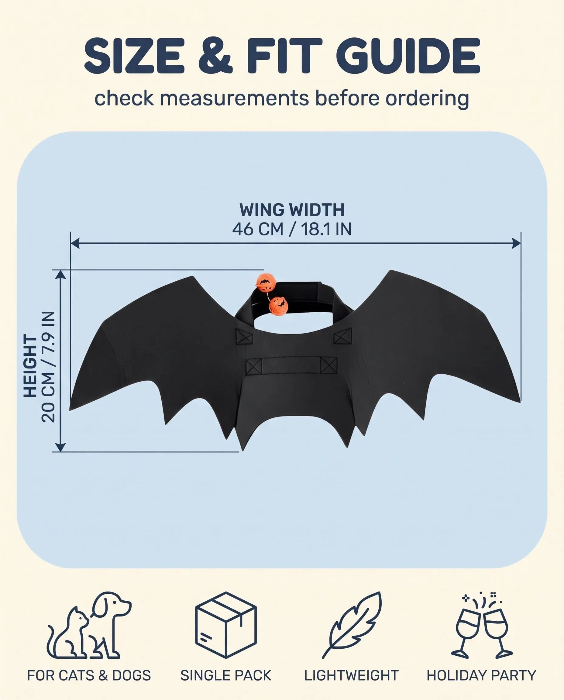 YUZNA Costume Pipistrello per Cane e Gatto - immagine 6