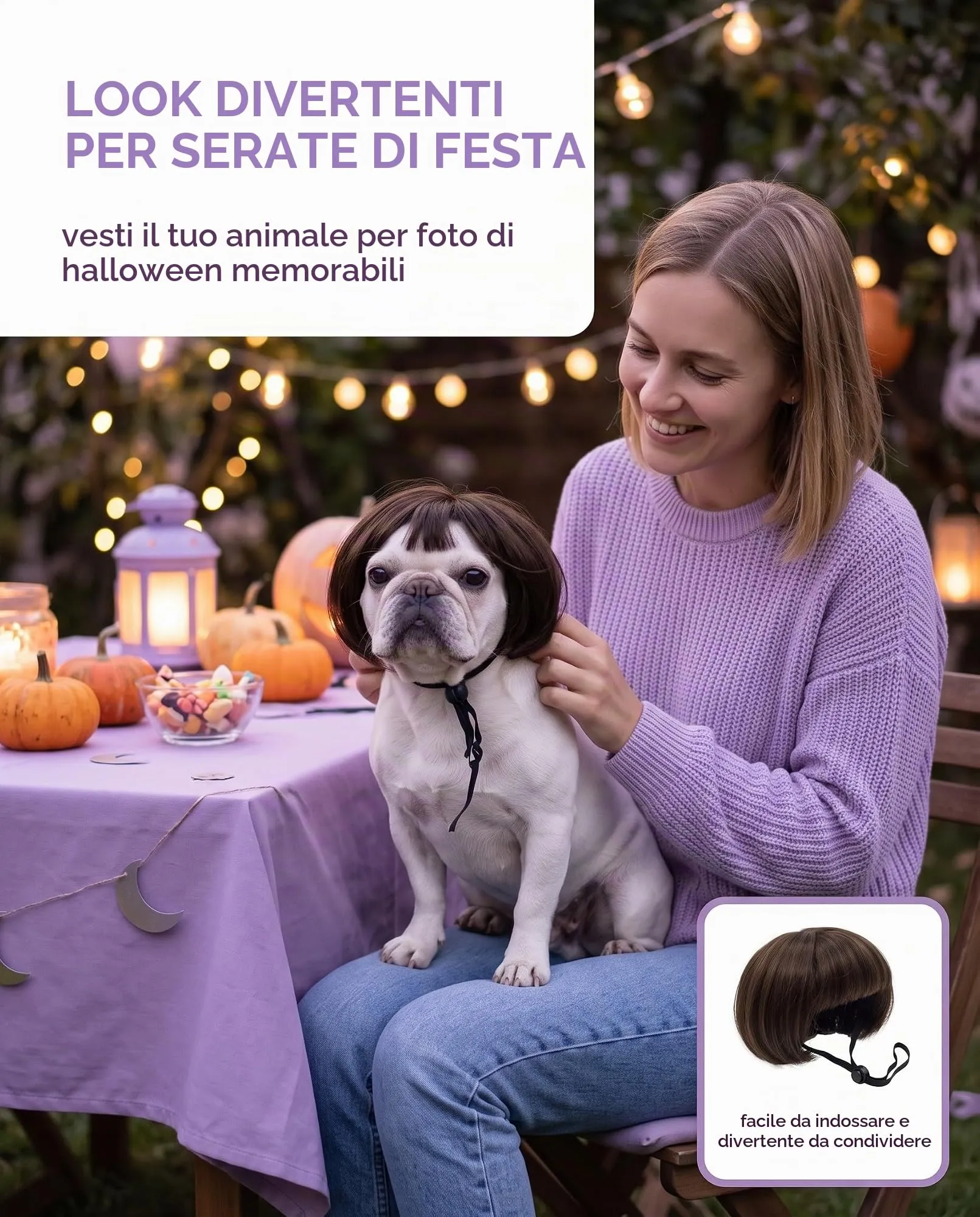 XUKZIMA Parrucca per Cane in Plastica, Costume per Pit Bull, Taglia Piccola/Media - immagine 3