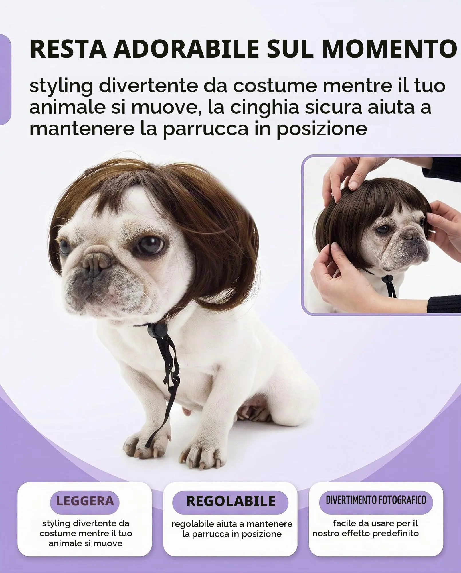 XUKZIMA Parrucca per Cane in Plastica, Costume per Pit Bull, Taglia Piccola/Media - immagine 6