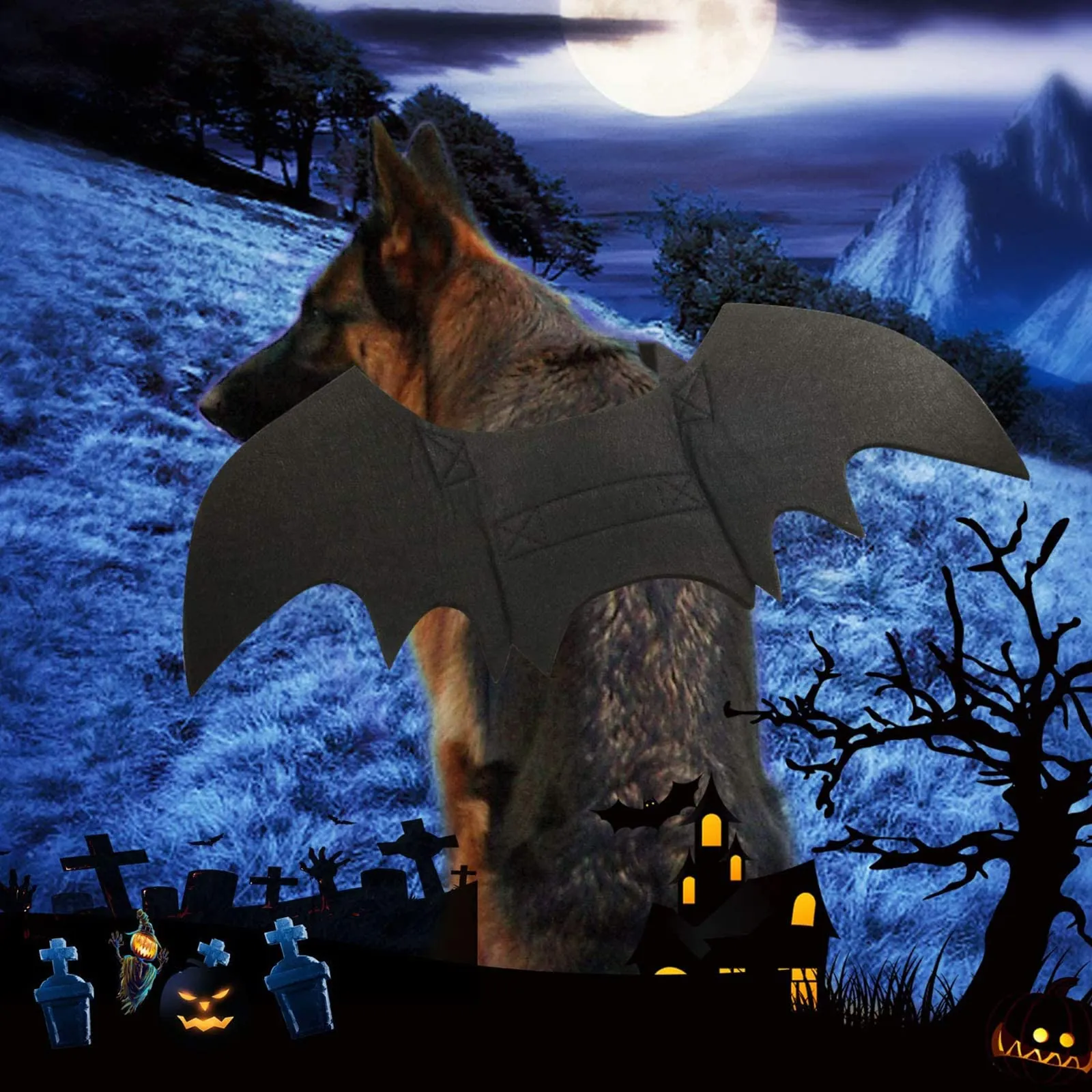 RANYPET Costume Halloween Ali da Pipistrello per Cani e Gatti, Taglia XL - immagine 7
