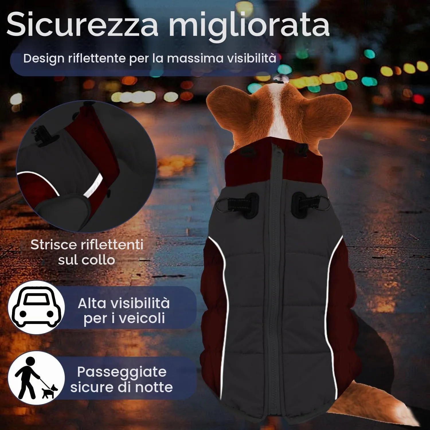 SRJEQC Cappotto Impermeabile Riflettente per Cani Taglia Grande, Rosso XL - immagine 3