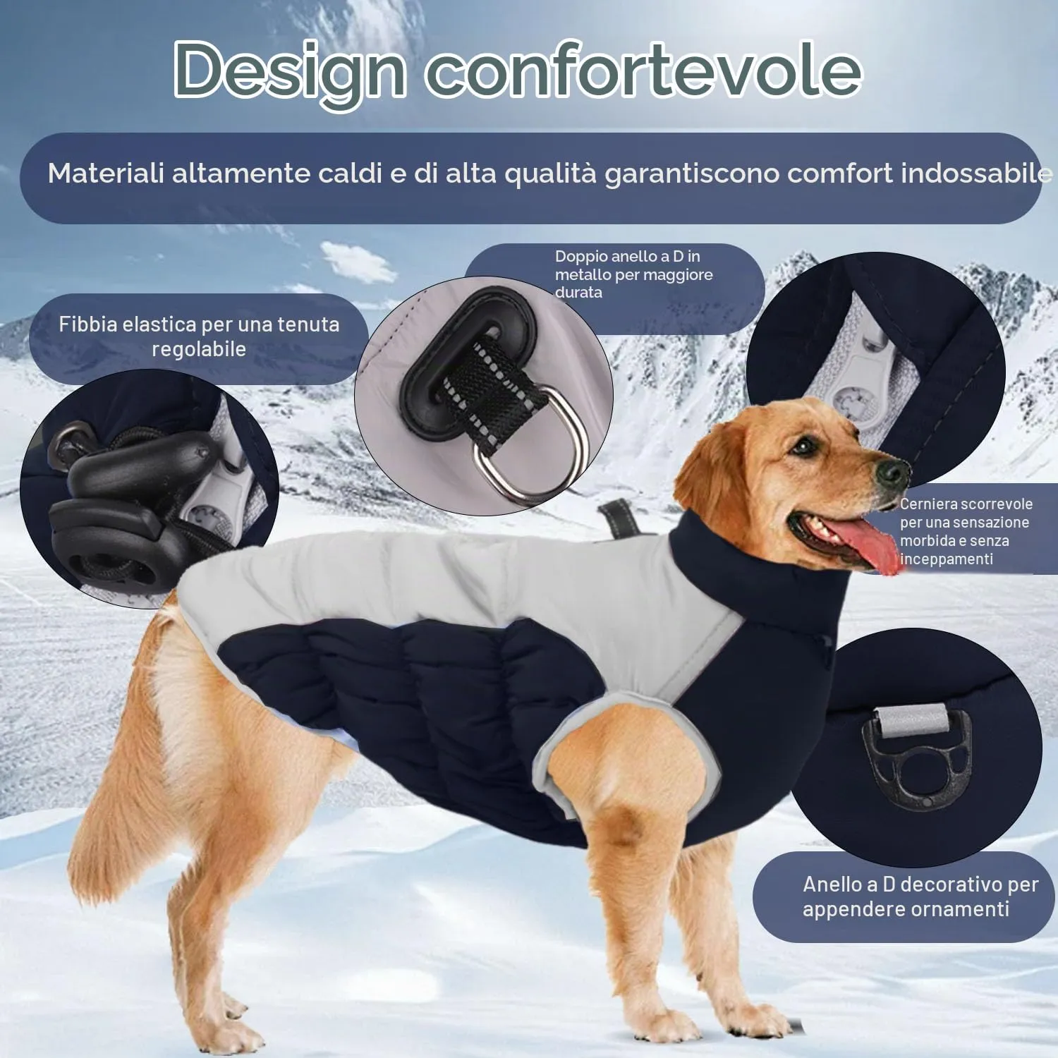 SRJEQC Cappotto Impermeabile Riflettente per Cani Taglia Grande, Nero XL - immagine 2