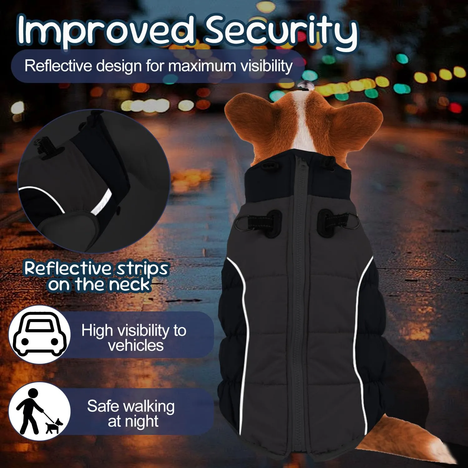 SRJEQC Cappotto Impermeabile Riflettente per Cani Taglia Grande, Nero 4XL - immagine 3