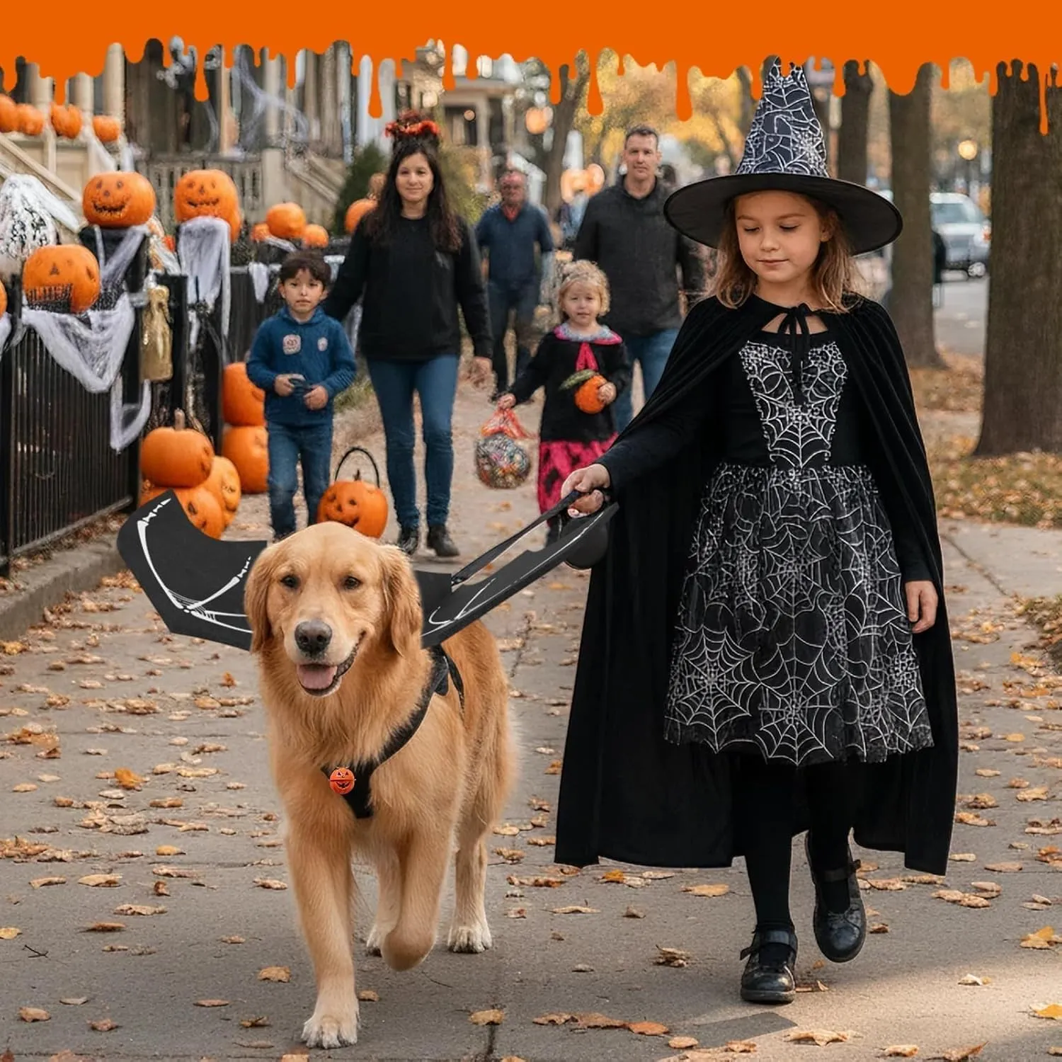 LIBRNTY Ali di Pipistrello per Cani, Costume Nero U004 - immagine 6