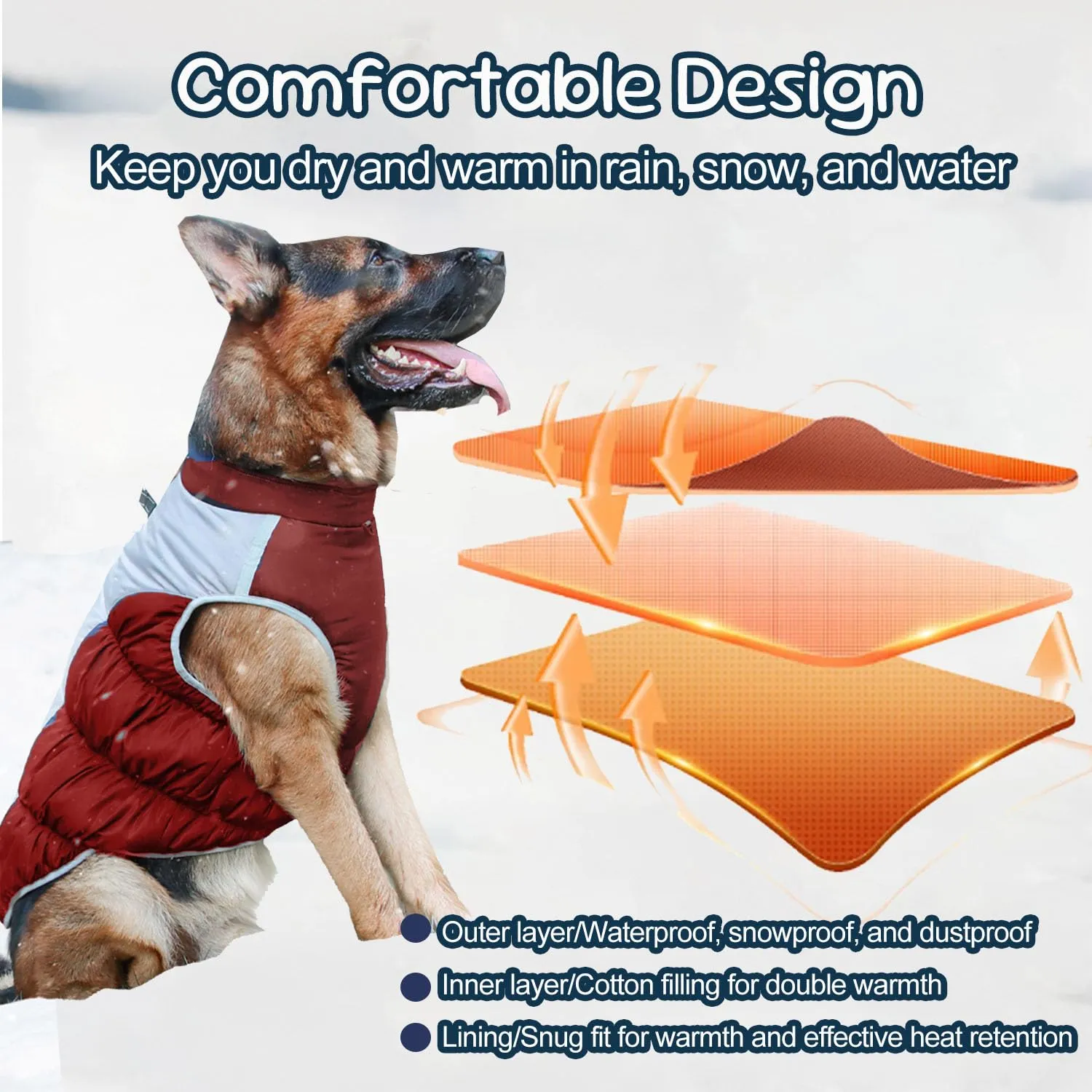 SRJEQC Cappotto Impermeabile Riflettente per Cani Taglia Grande, Rosso 2XL - immagine 4