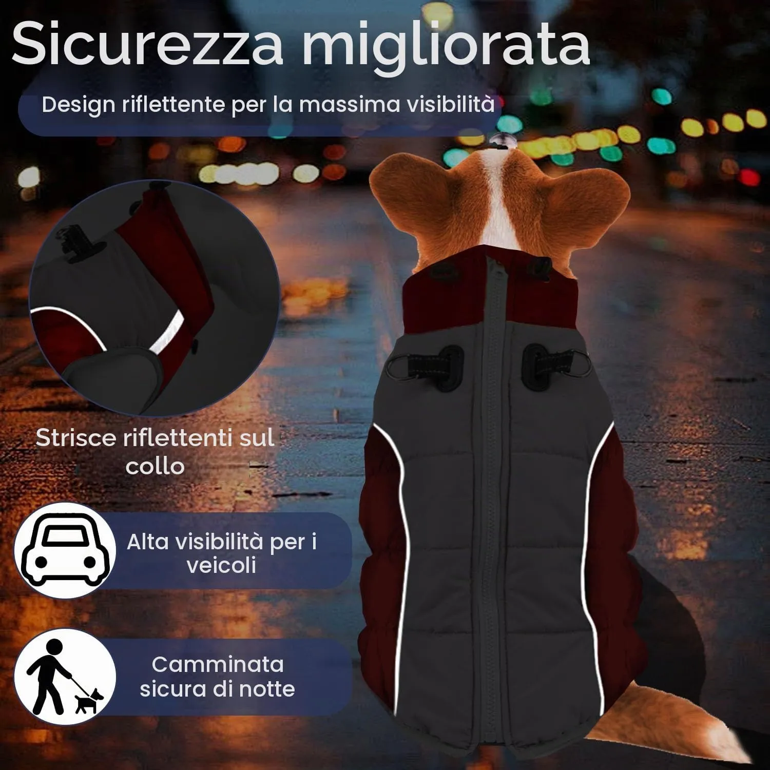 SRJEQC Cappotto per Cani Impermeabile e Riflettente, Rosso 4XL - immagine 3