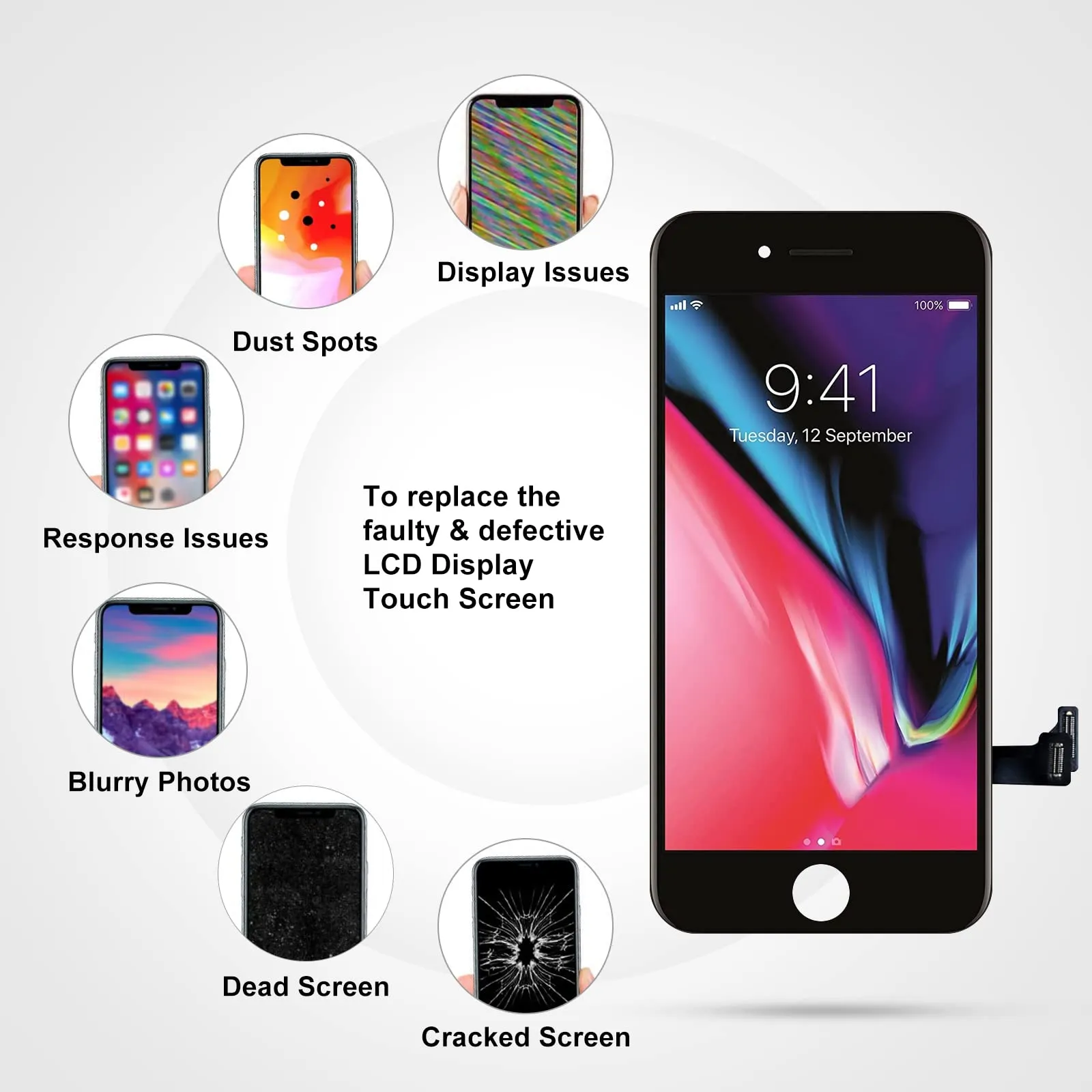 LL TRADER Schermo LCD 4,7'' per iPhone 8 con Kit di Riparazione (Nero) - immagine 5