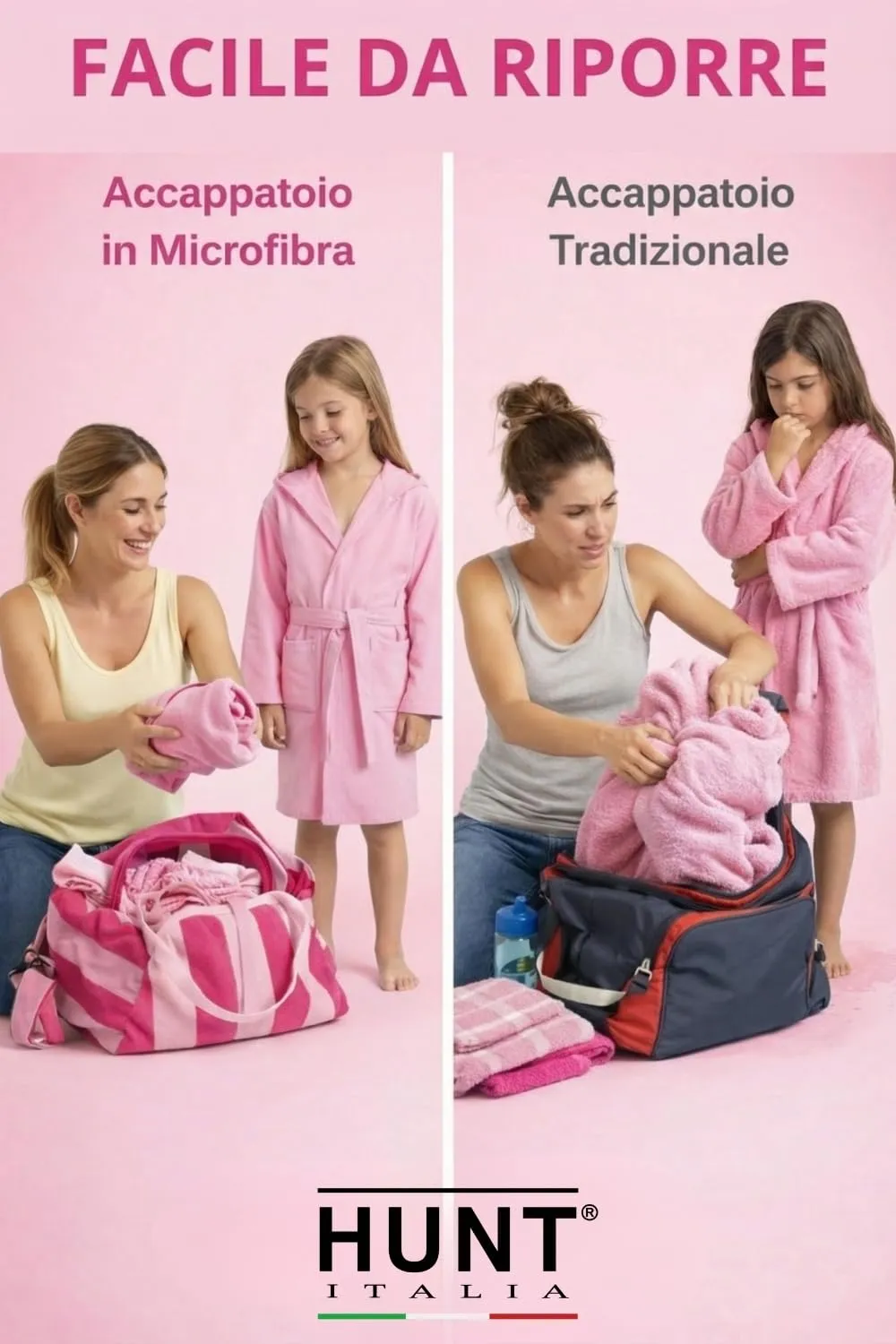 Intimitaly Accappatoio in Microfibra per Bambini, 12-14 anni, Rosa - immagine 3