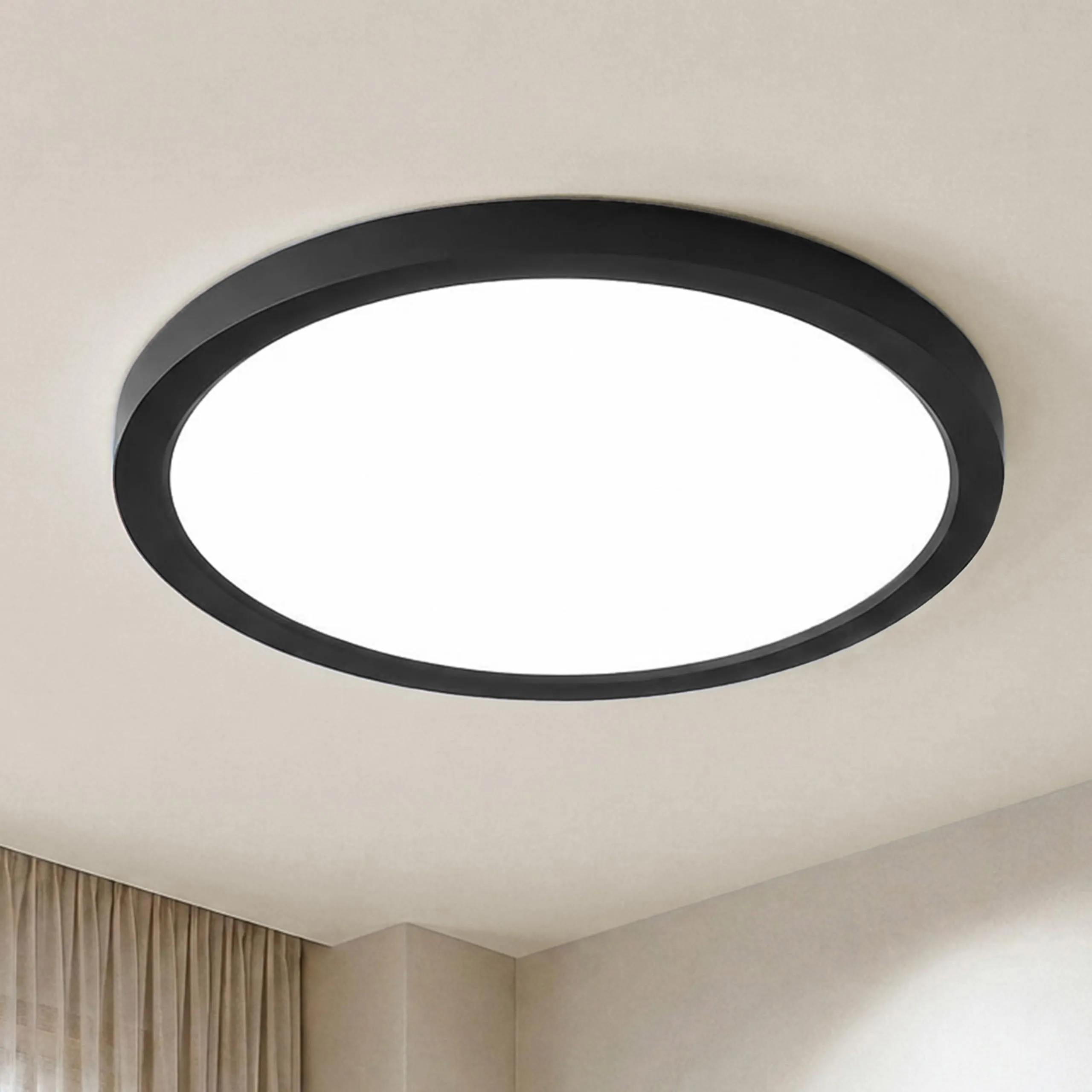 LQWELL Plafoniera LED Ultra Sottile Nero 22cm 18W 6000K - immagine 1