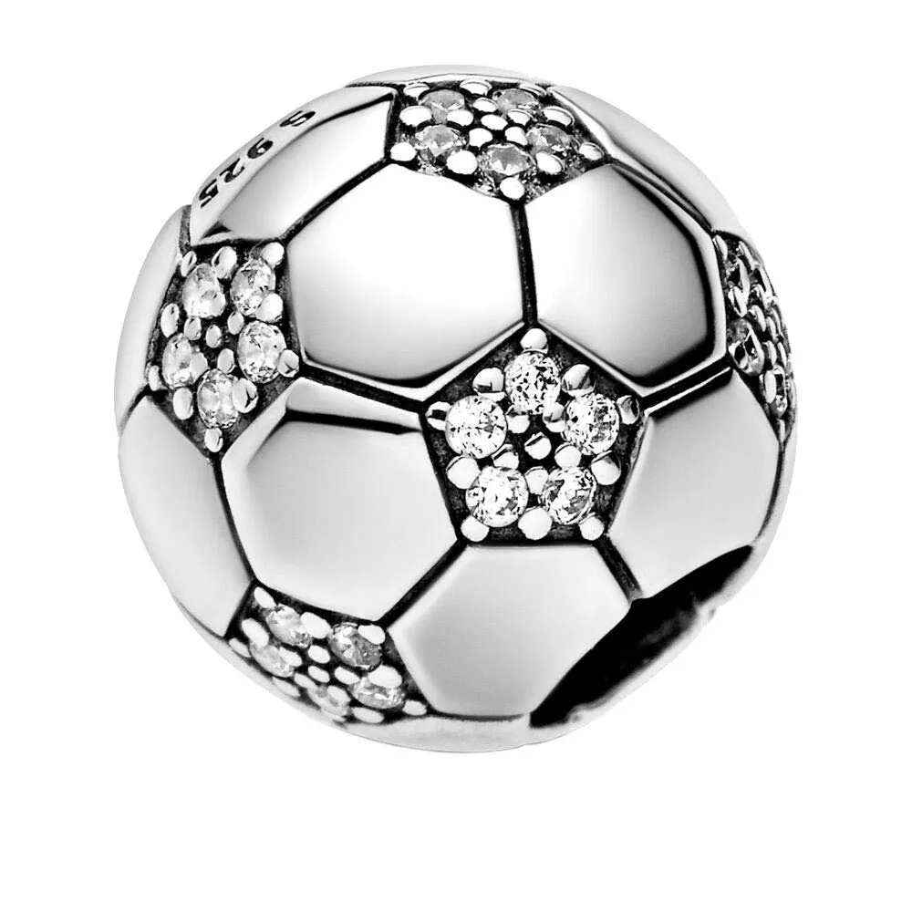 Bellestory Ciondolo a forma di palla di calcio in argento Sterling 925 con cristalli - immagine 4