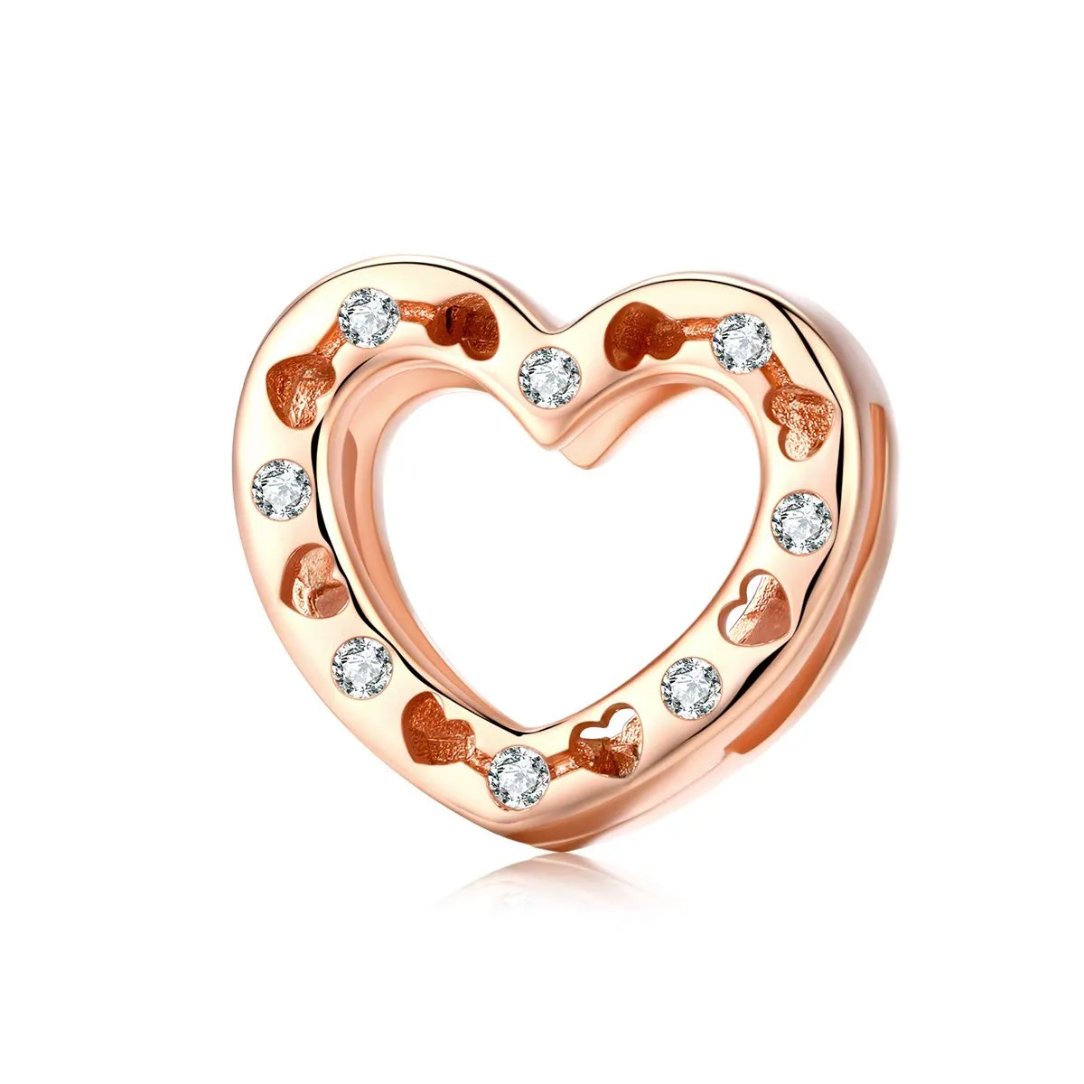 NewL Ciondolo a forma di cuore in Argento Sterling 925, Oro Rosa - immagine 1