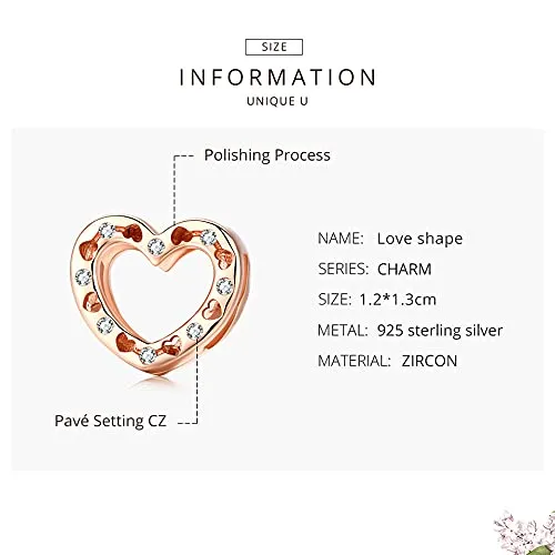 NewL Ciondolo a forma di cuore in Argento Sterling 925, Oro Rosa - immagine 2