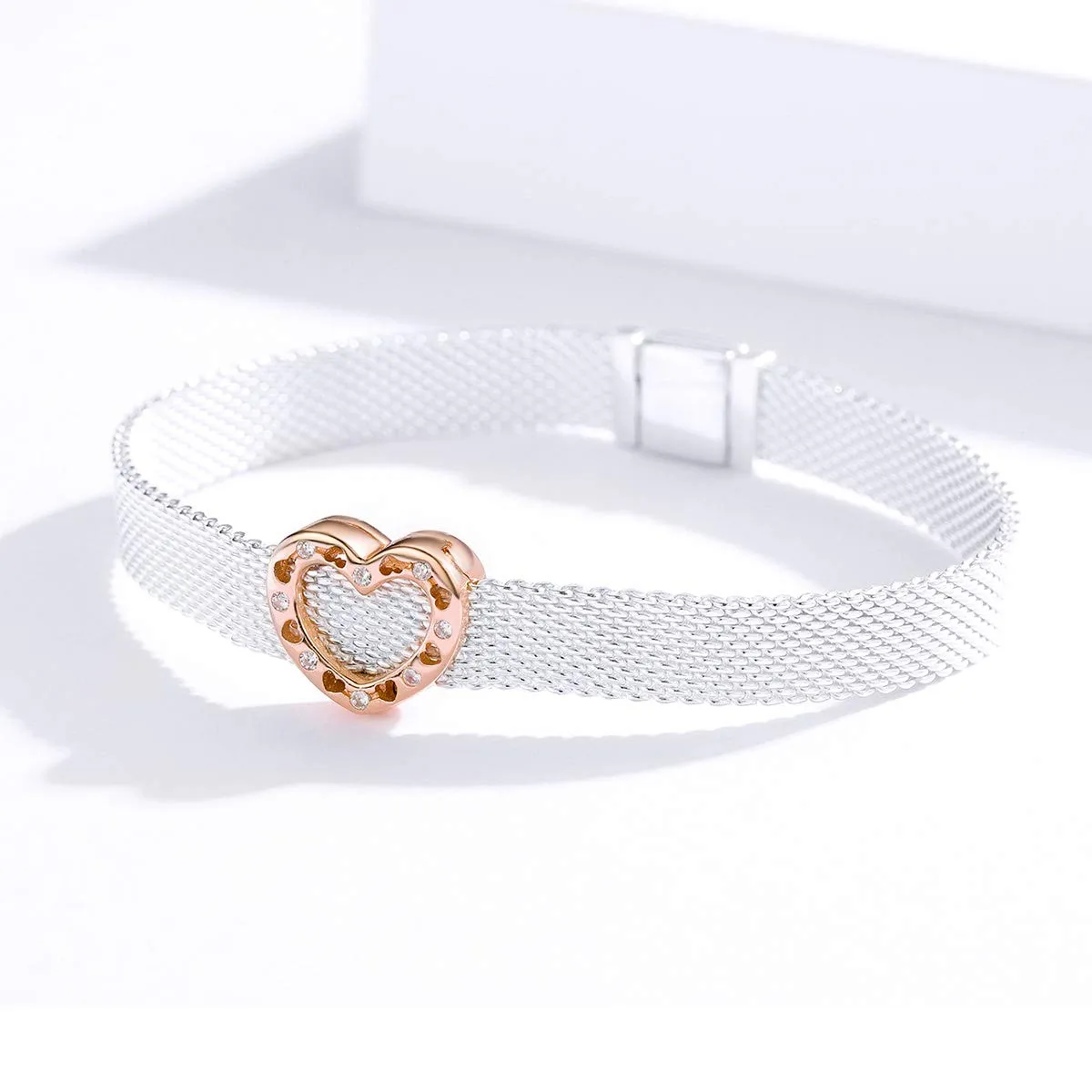 NewL Ciondolo a forma di cuore in Argento Sterling 925, Oro Rosa - immagine 5